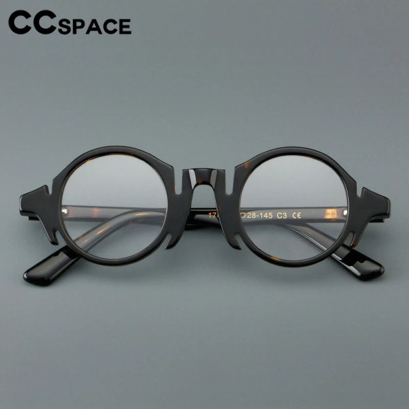 CCspace Women's Full Rim Round Acetate Eyeglasses Frame 303370 - Stylish & Lightweight for Work, Reading & Everyday Wear