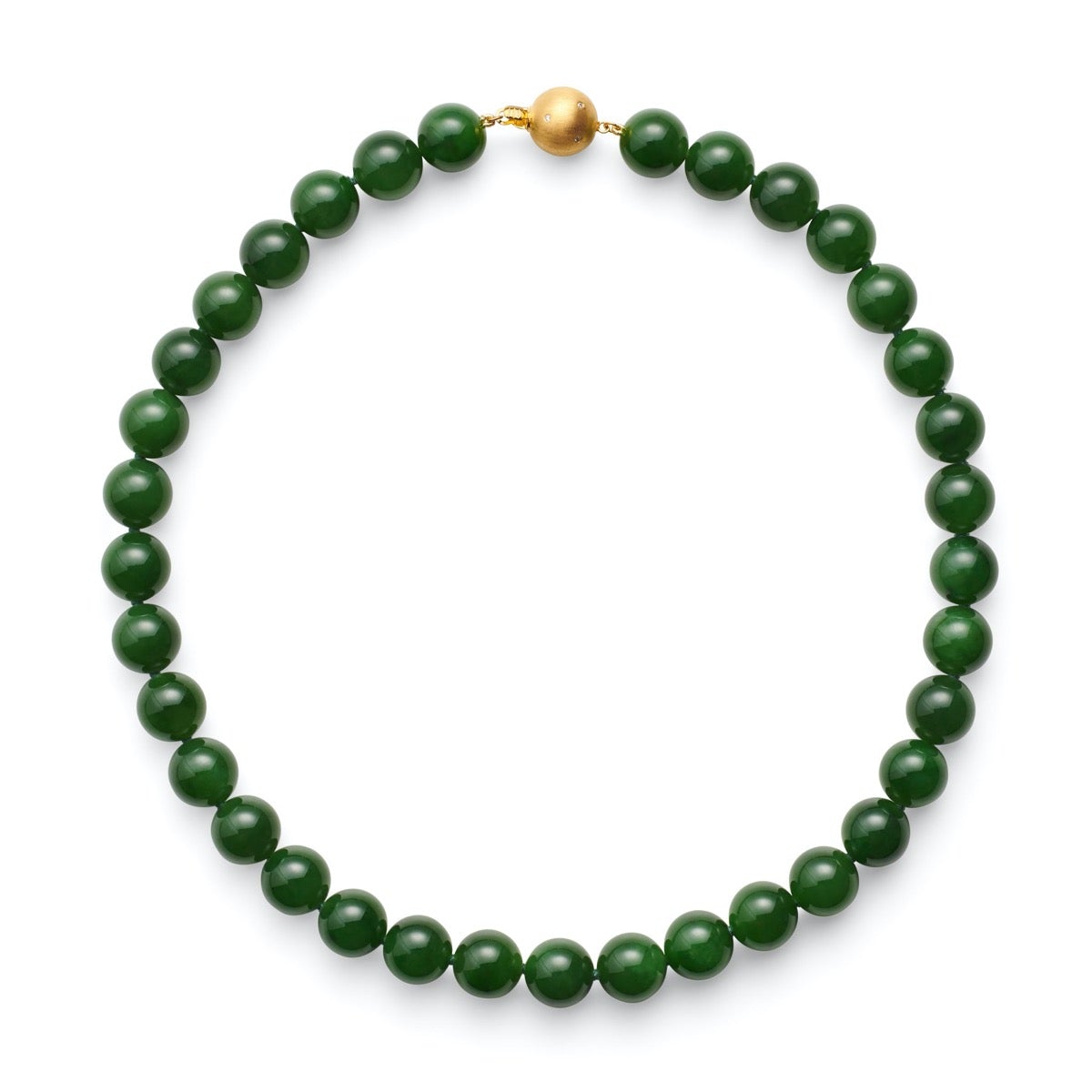 12mm Green Nephrite Jade & Gold Necklace for Women - Elegant Handmade Jewelry Gift for Birthday, Anniversary & Special Occasions