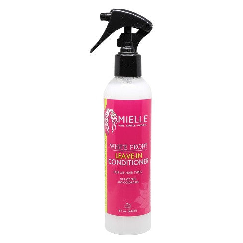 MIELLE White Peony Leave-In Conditioner 8oz - Hydrating & Detangling Hair Treatment for Curly, Coily & Natural Hair - Perfect for Daily Moisture & Frizz Control