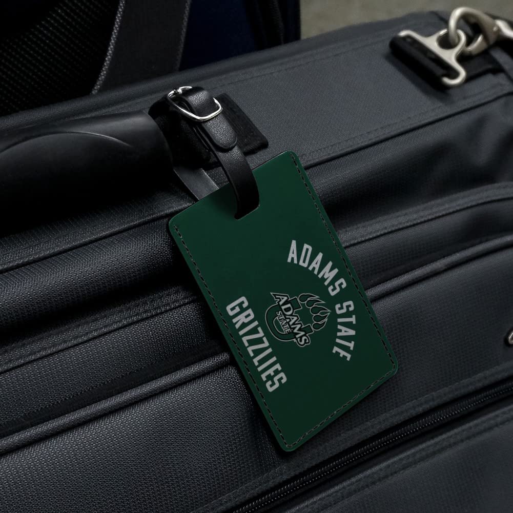 Adams State University Grizzlies Logo Leather Luggage Tag - Rectangle ID Card Holder for Travel, Suitcases & Backpacks | Durable Personalized Name Badge for Students, Alumni & Fans