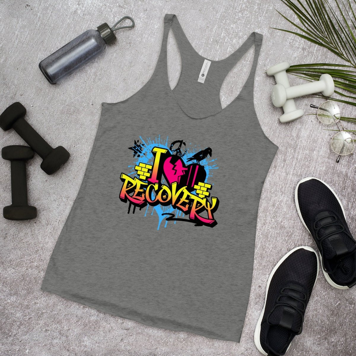 Recovery in Motion Graffiti Tank Top - Breathable Workout Shirt for Men & Women - Perfect for Gym, Running, Yoga and Streetwear Fashion