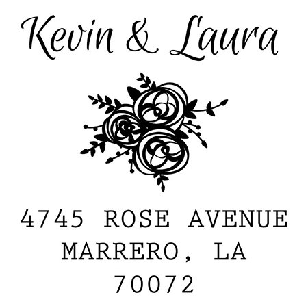 Custom Rose Cluster Self-Inking Address Stamp - Personalized for Envelopes, Cards & Invitations | Perfect for Wedding Stationery & Mailing Needs