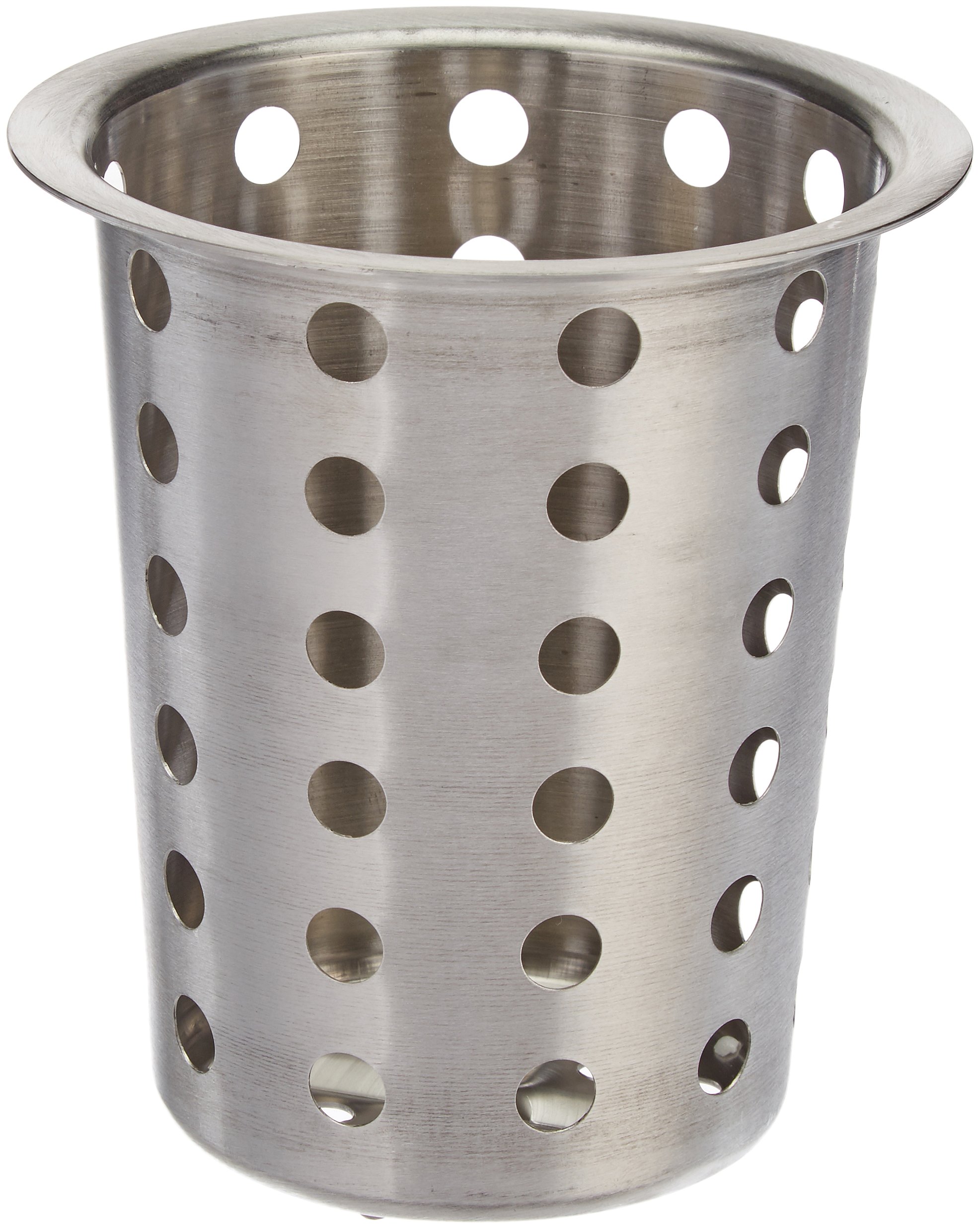 Stainless Steel Utensil Holder & Flatware Cylinder - Brushed Finish, Medium Size for Kitchen & Dining Organization | TableCraft HU2 & Winco FC-SS