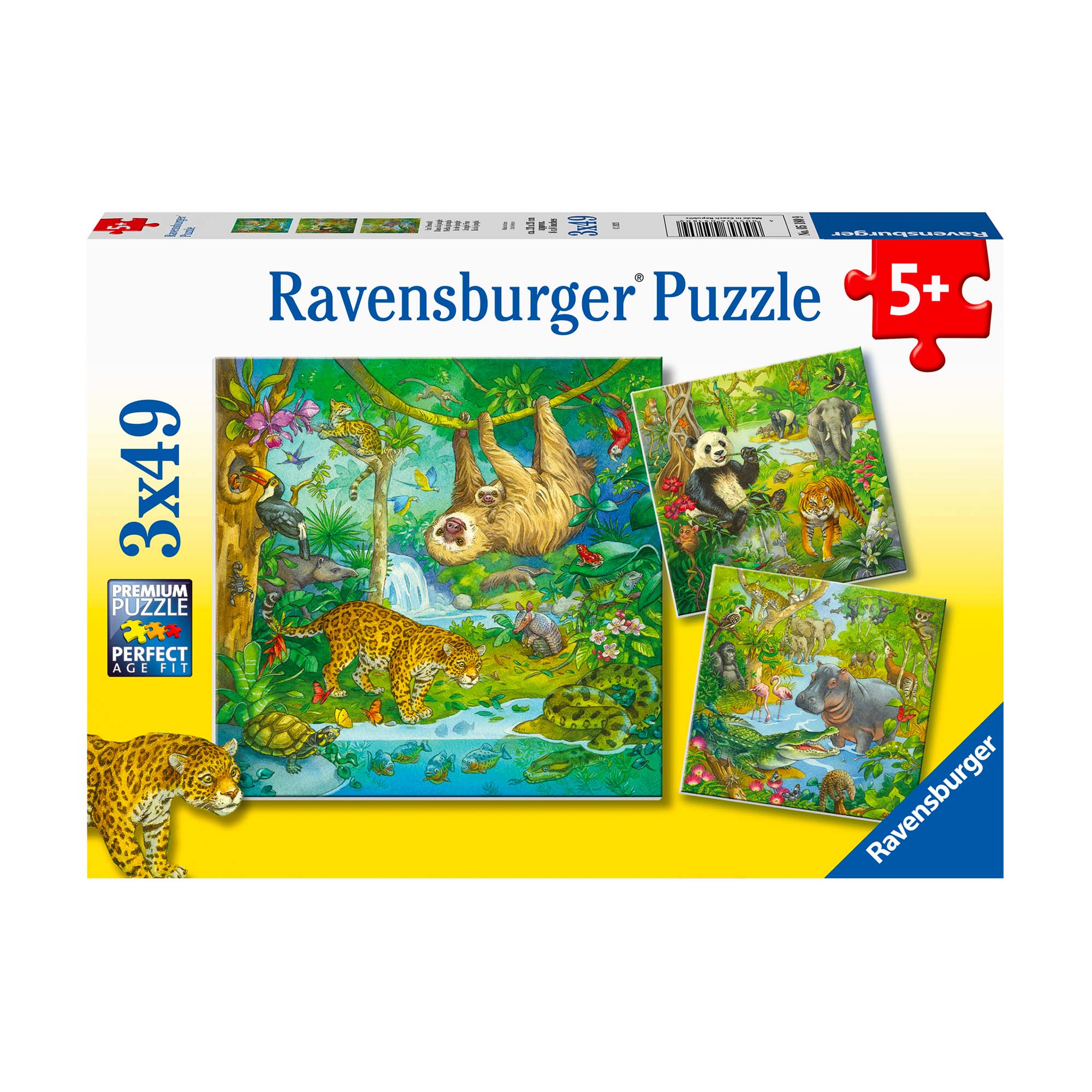 3 x 49 Piece Jungle Animal Puzzle Set for Kids - Fun Learning Educational Toy for Toddlers, Perfect for Birthday Gifts, Classroom Activities & Family Game Night