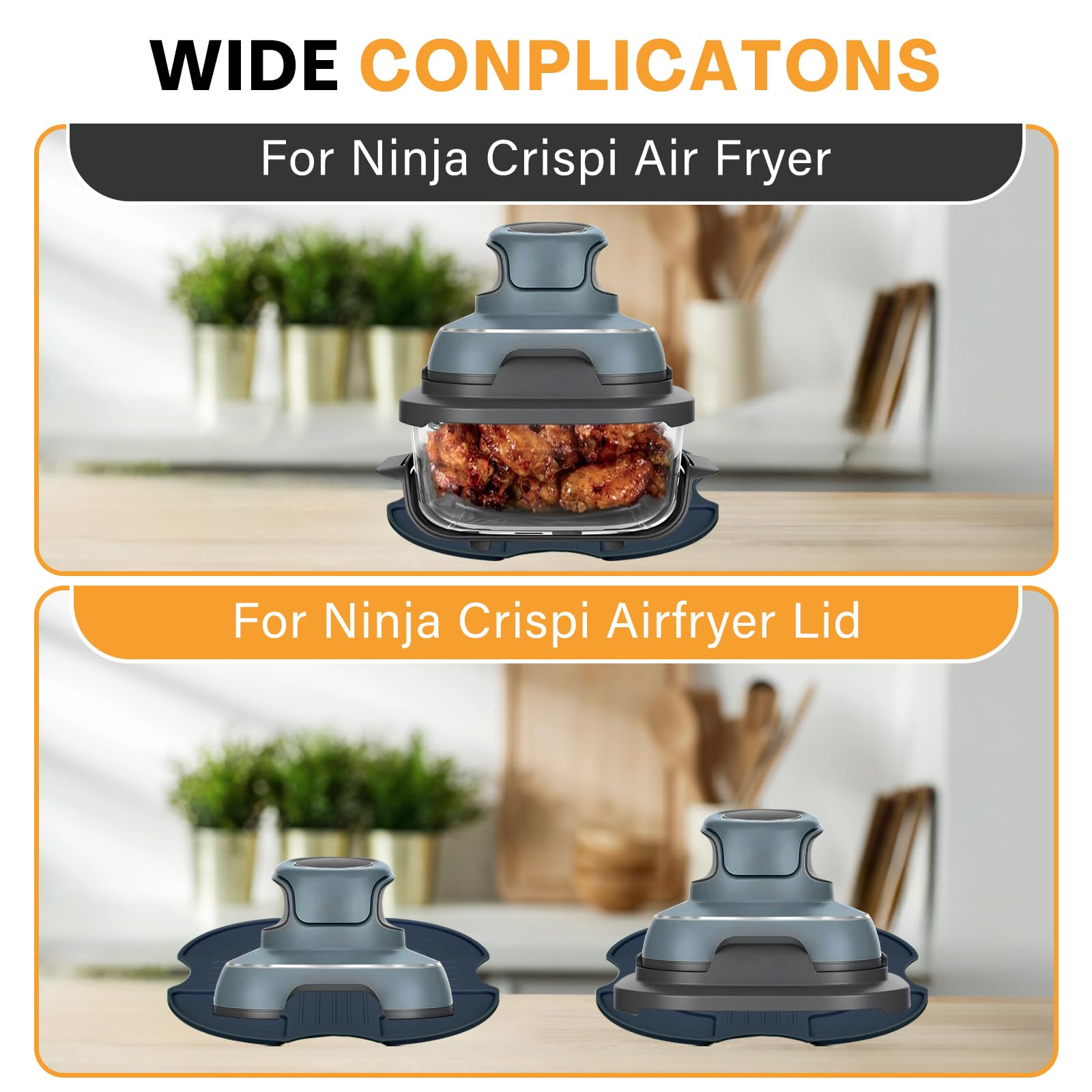 Heat-Resistant Silicone Air Fryer Trivets for Ninja Crispi & Glass Air Fryers - Non-Slip Countertop Protector Mats, Portable Hot Pads for Kitchen Use - Perfect for Baking, Roasting & Air Frying Accessories