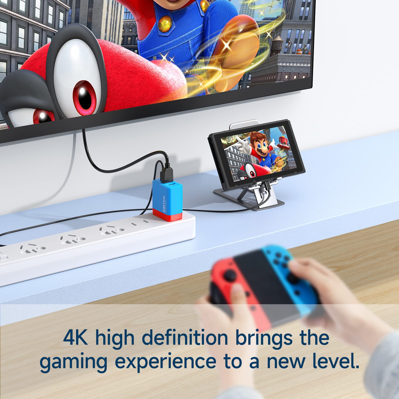 Nintendo Switch Dock Charger 36W - PD Fast Charging Adapter with USB C & HDMI Port for Switch/OLED - Compact Travel Dock for TV, Phone, Tablet & Laptop (Red & Blue) - Perfect for Gaming On-The-Go & Home Entertainment Setup