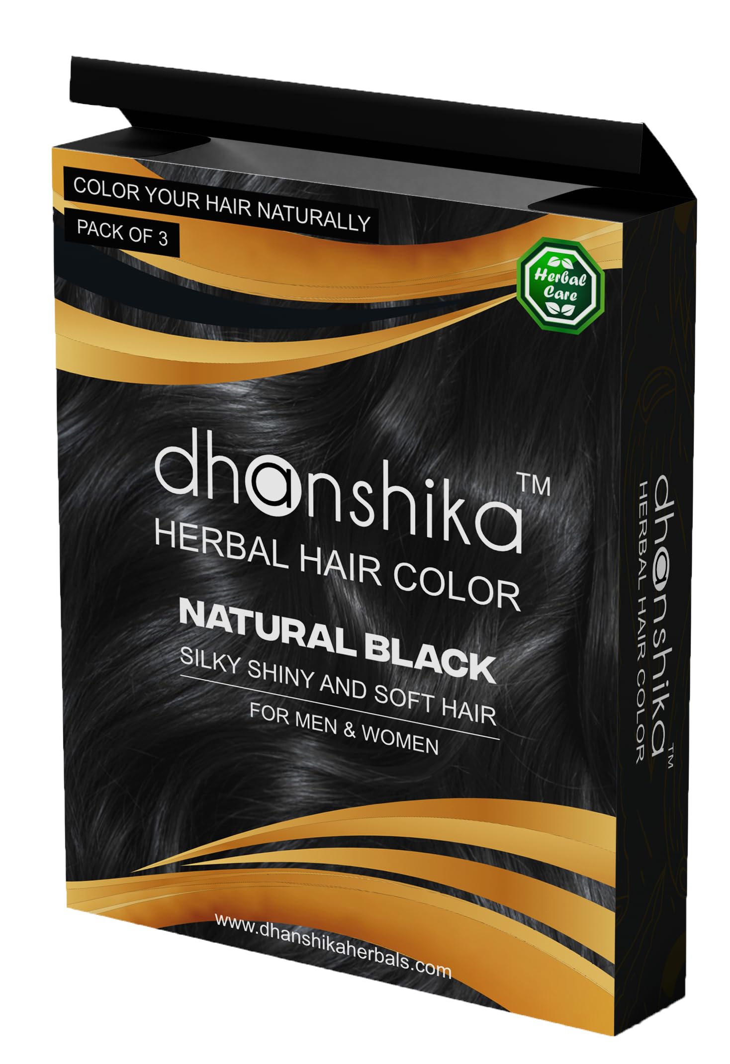 Dhanshika Natural Black Herbal Hair Dye for Men & Women - Long-Lasting, Silky Shiny & Soft Hair - Chemical-Free Gray Coverage - 1 Count | Perfect for Home Use, Salon-Quality Results, and Daily Hair Care