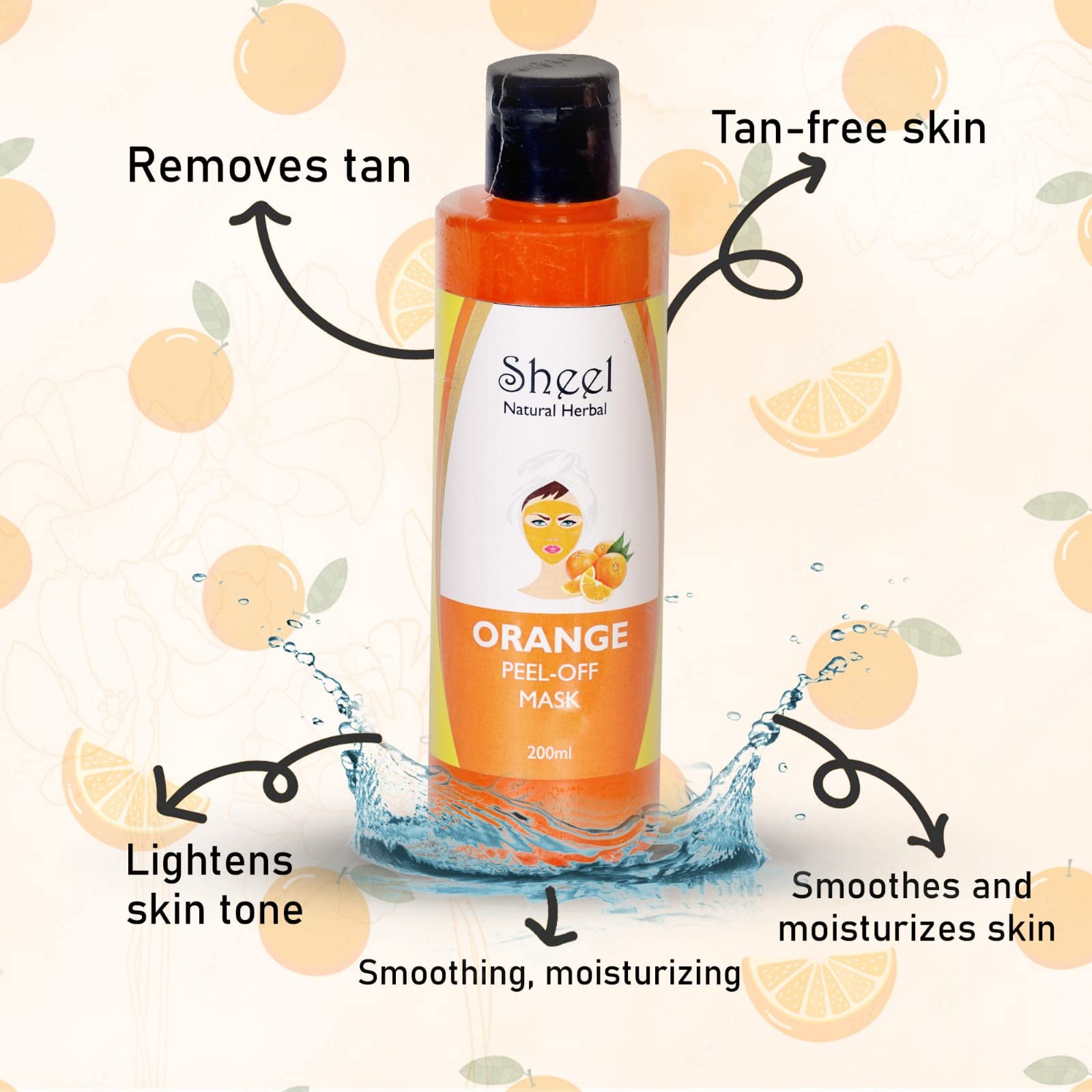 Sheel Orange Peel Off Mask for Tan Removal & Skin Brightening - 200ml | Deep Cleansing, Exfoliating & Glowing Complexion | Perfect for Acne-Prone & Dull Skin - Use Before Special Events or Weekly Skincare Routine