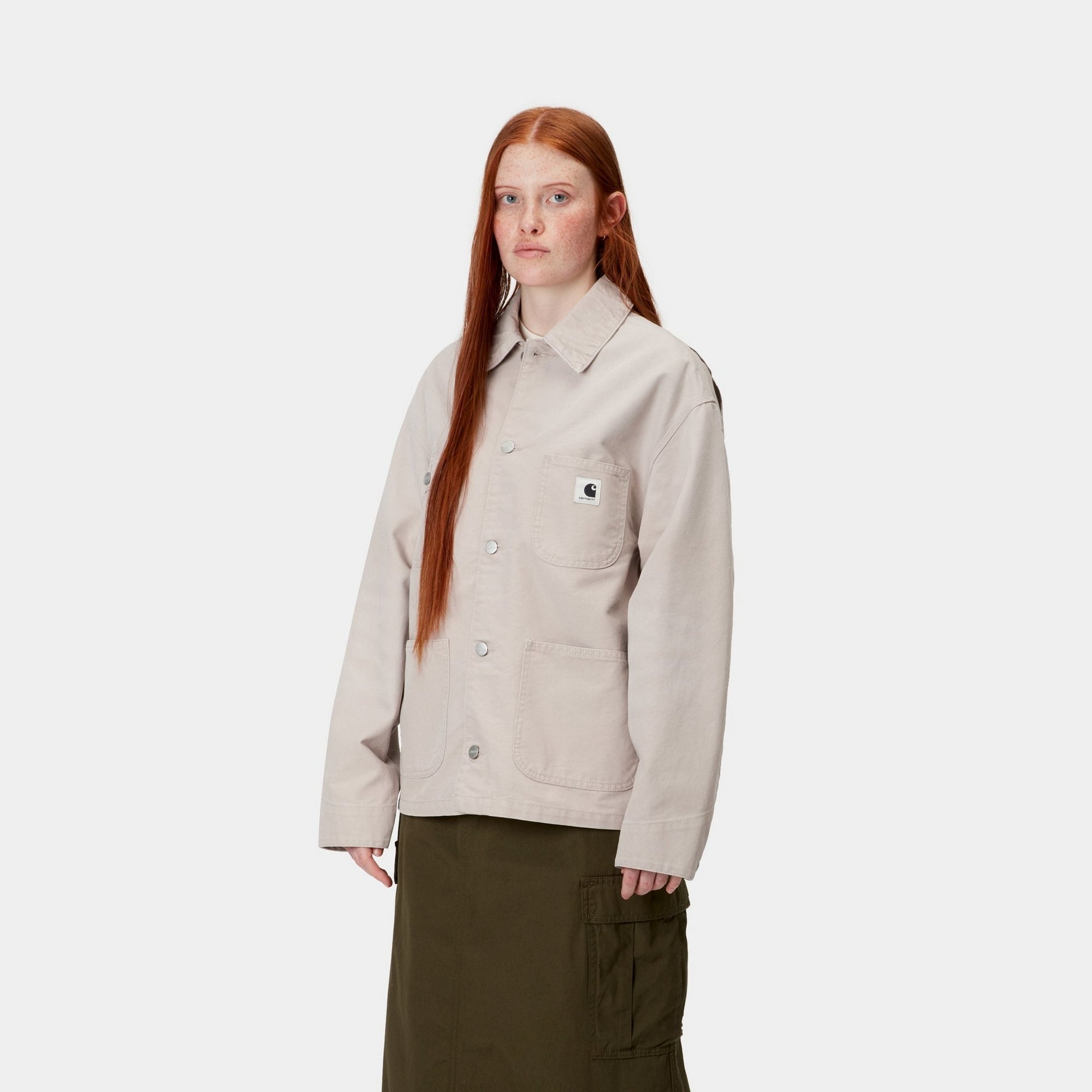 Women's OG Michigan Spring Coat - Stone Canvas Fabric in Dusky Beige | Water-Resistant Lightweight Jacket for Outdoor Activities & Casual Wear