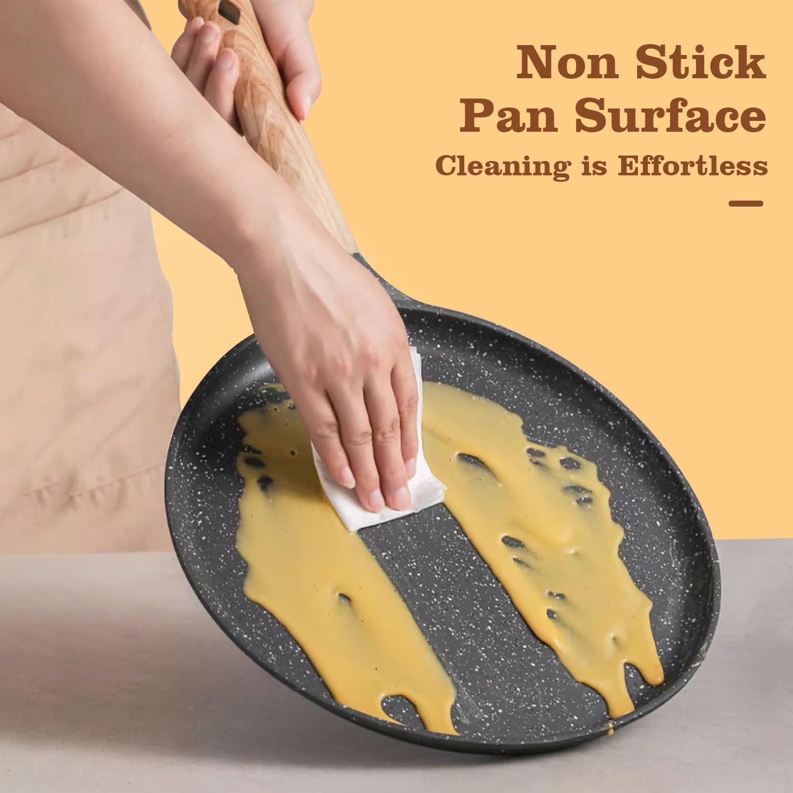 Non-Stick 28cm Aluminum Alloy Flat Bottom Frying Pan for Pancakes, Crepes, Omelets - Induction & Gas Stove Compatible - Perfect for Breakfast, Camping & Home Cooking