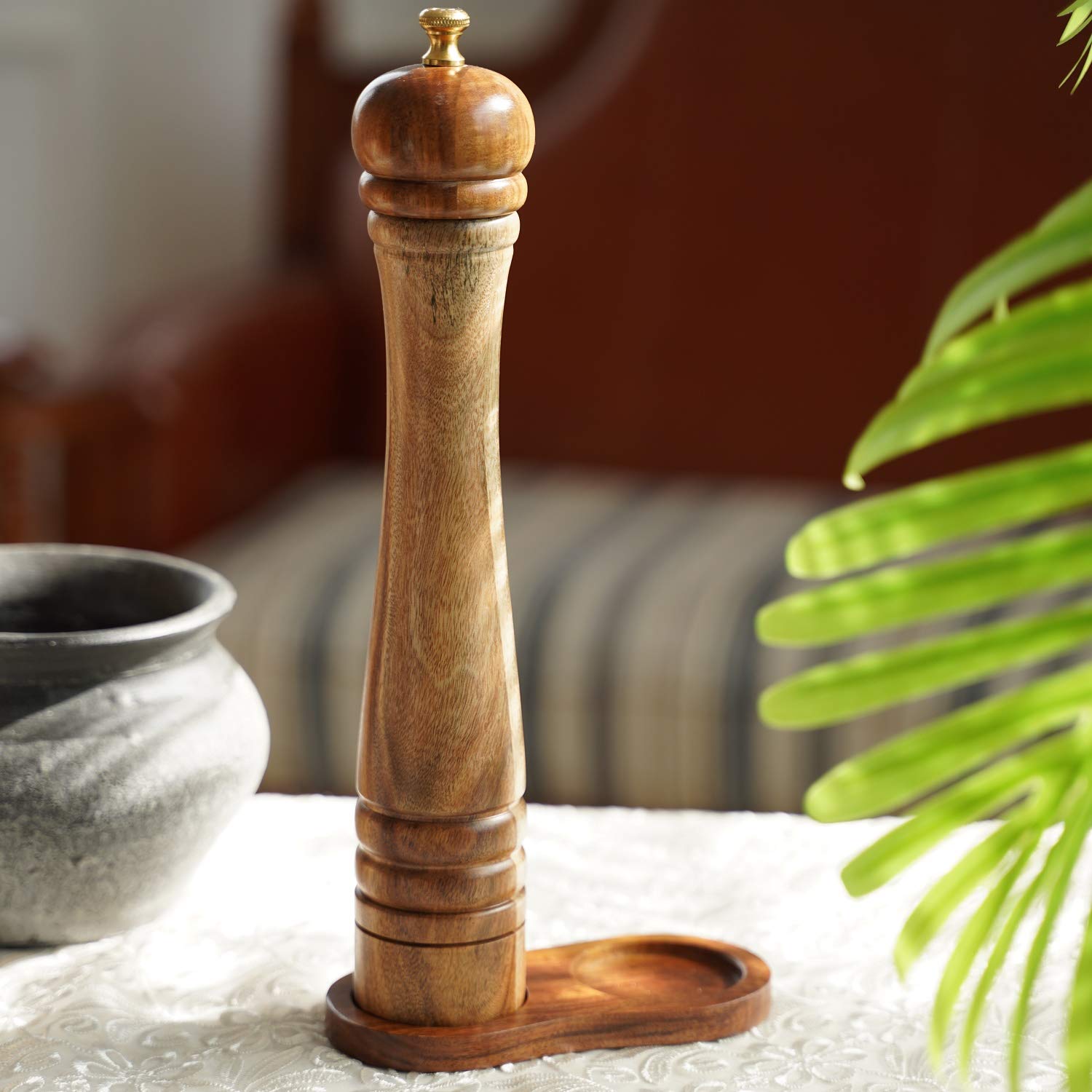 Premium Acacia Wood Salt and Pepper Mill Tray - 5.5cm Inner Diameter (2.17