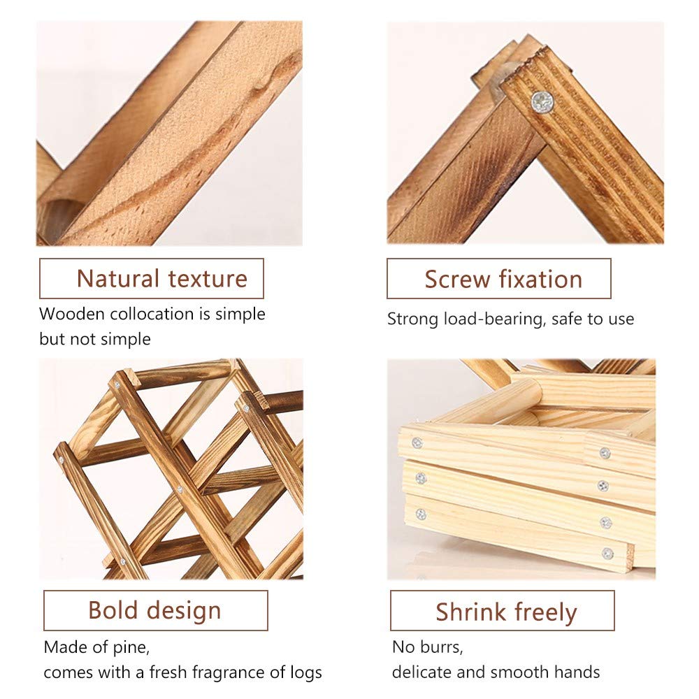 Foldable Wooden Wine Rack - Natural Solid Wood Tabletop Wine Holder for 3 Bottles | Compact Wine Storage Stand & Organizer | Perfect for Home, Kitchen, Bar, Cabinet, Cellar & Office Decor