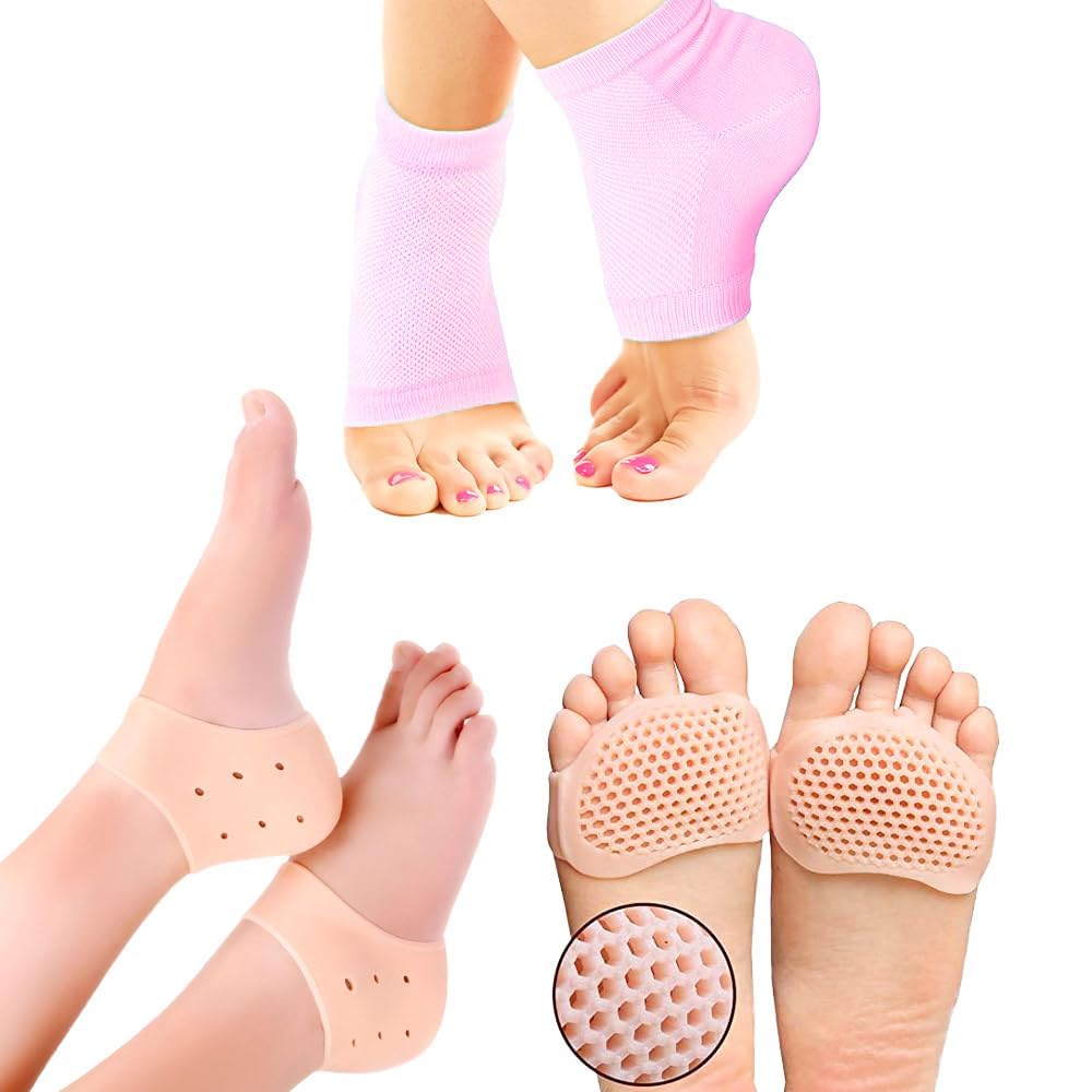 Stepify Silicone Heel Pads for Pain Relief - 3 Pack Gel Cushion Inserts for Women & Men, Breathable Soft Heel Support Socks, Comfortable Foot Care Solution for Heel Spurs, Plantar Fasciitis - Perfect for Running, Walking, Work & Daily Activities