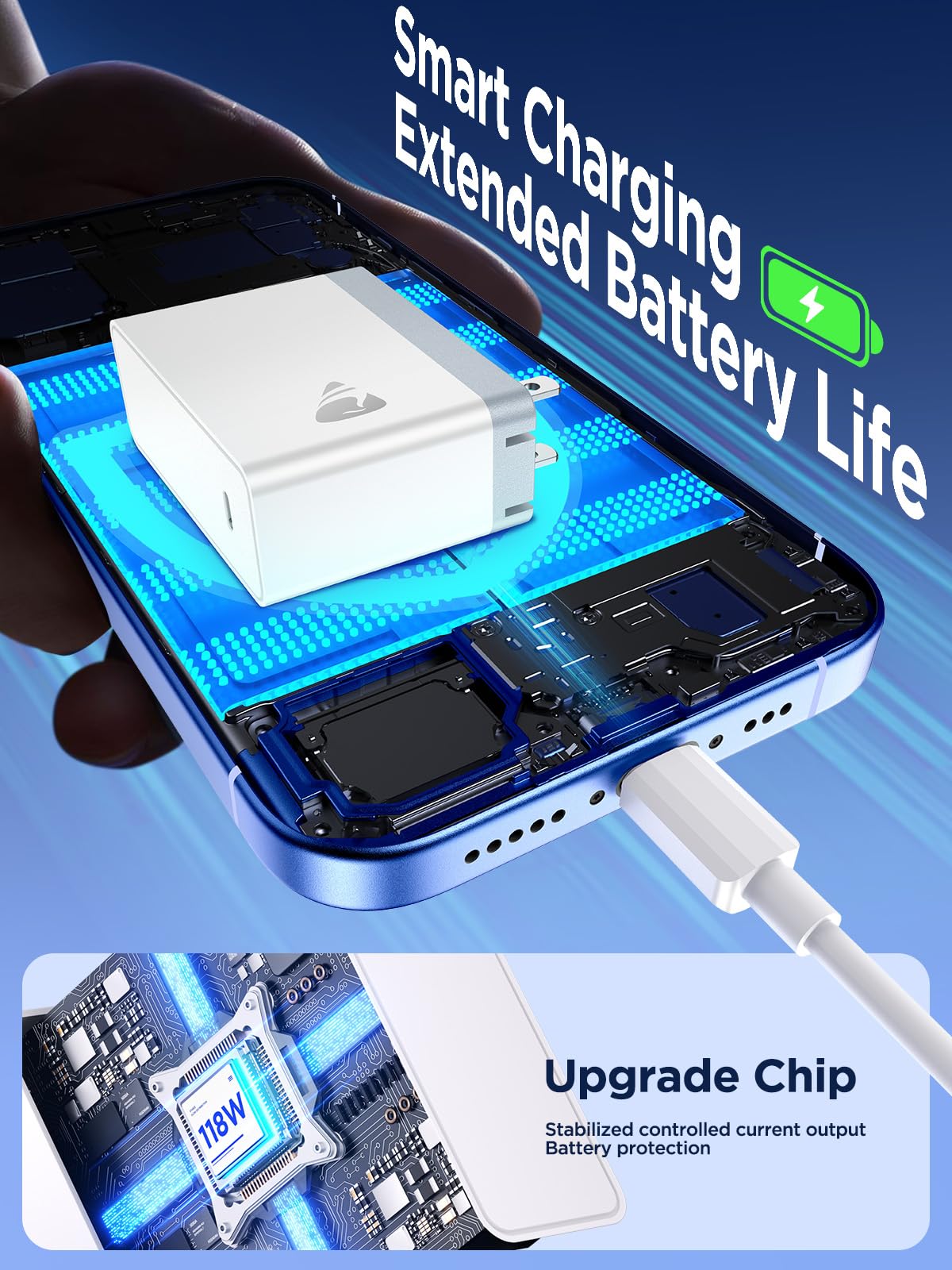 Original Title: Mac Book Pro Charger - 118W USB C Charger Fast Charger Compatible with MacBook Pro/Air, iPad Pro, Samsung Galaxy, and All USB-C Devices Power Adapter Laptop Charger(6.6 ft Cable Included)  Optimized Title: **118W USB-C Fast Charger for MacBook Pro/Air, iPad Pro, Samsung Galaxy & All USB-C Devices - Includes 6.6ft Cable | Laptop Power Adapter | Perfect for Travel, Office & Home Charging**