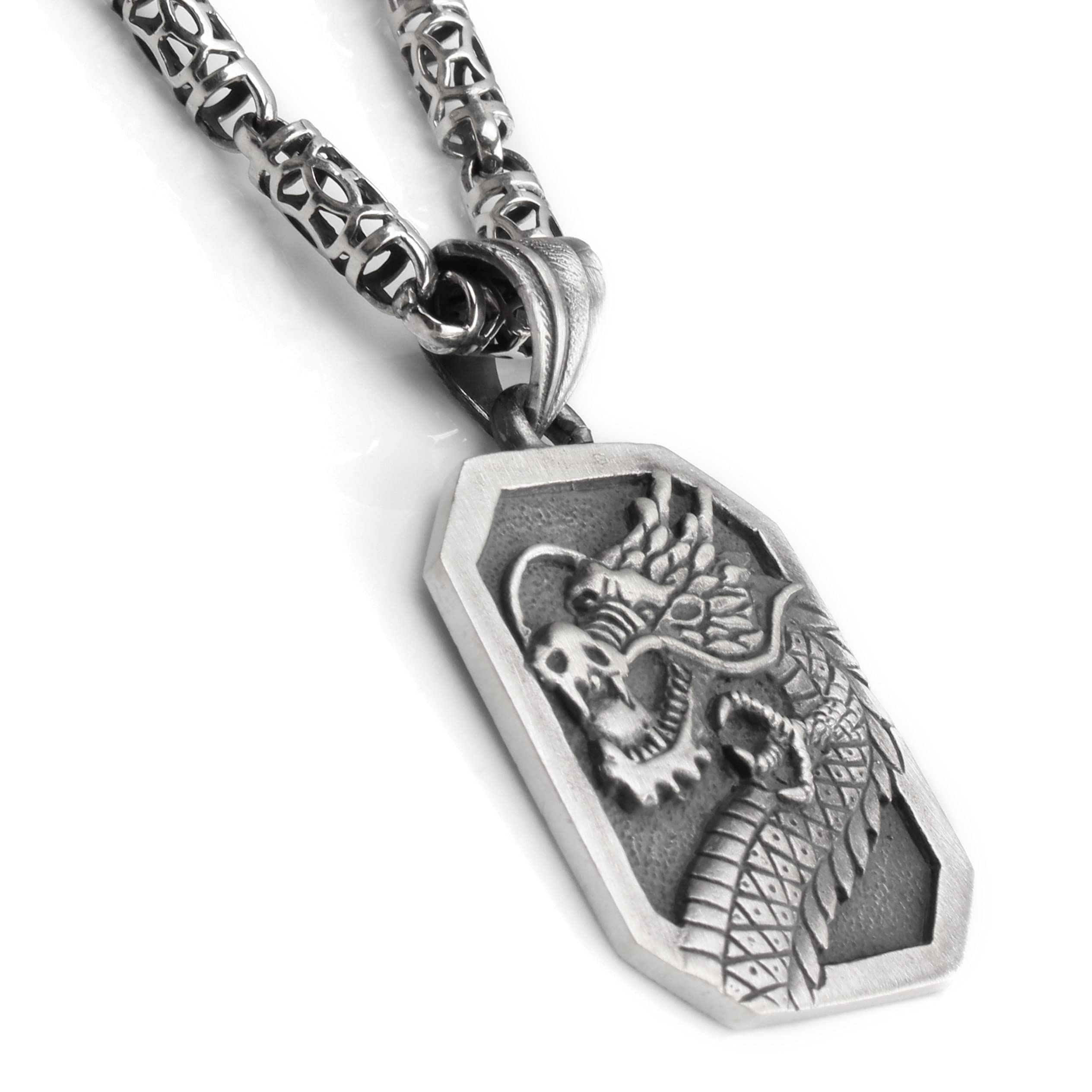 Sterling Silver Dragon Pendant Necklace - Antique Edition CéK 3774SNM | Elegant Jewelry for Women, Perfect Gift for Birthday, Anniversary & Special Occasions