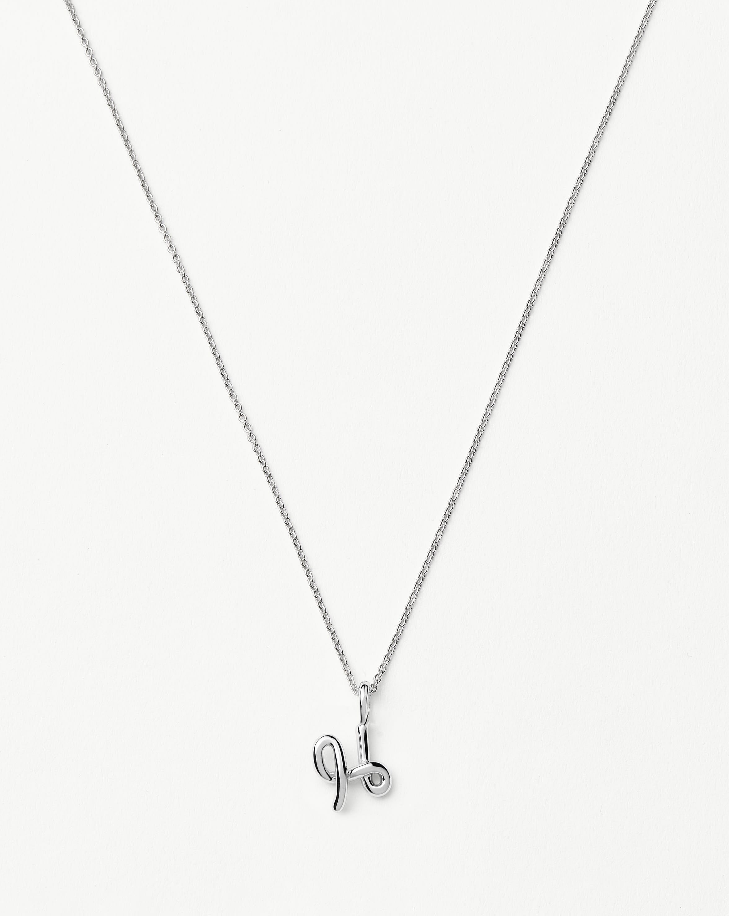 Curly Molten Mini Initial Necklace - Sterling Silver Personalized Jewelry for Women | Perfect Gift for Birthday, Anniversary & Valentine's Day
