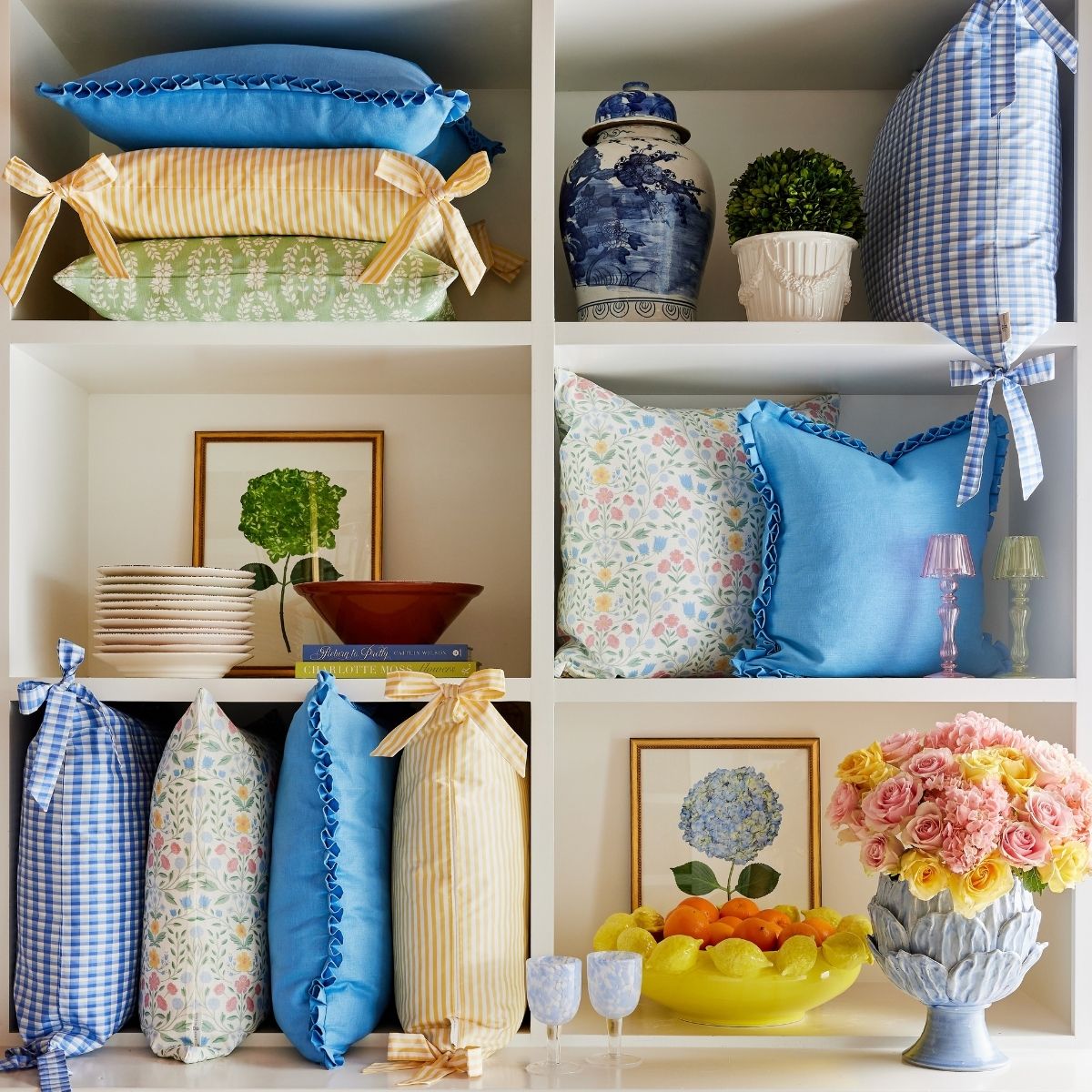 Beth Box Pleat Pillow Cover in Cornflower Blue - Decorative Throw Pillow Covers for Sofa, Bed & Home Decor