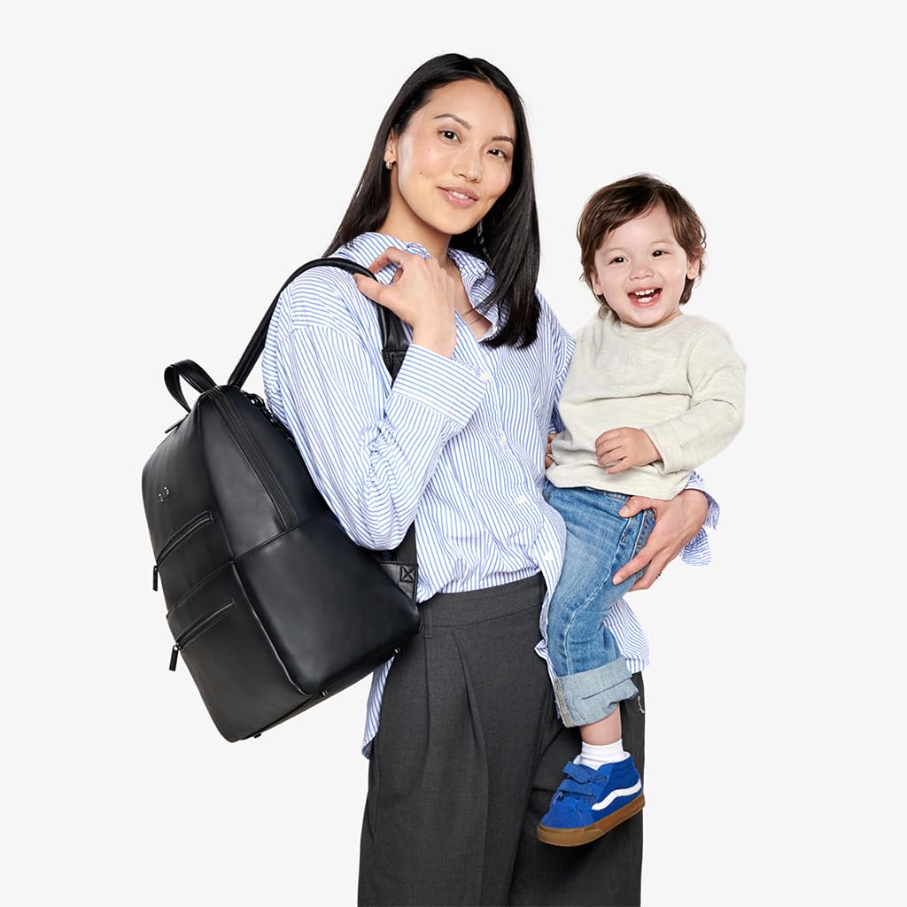 Itzy Ritzy Eras Diaper Bag Backpack for Men - Large Capacity Neutral Design Baby Bag with 15 Pockets, Changing Pad & Stroller Straps | Perfect for Dads On-The-Go, Travel & Everyday Use | Black