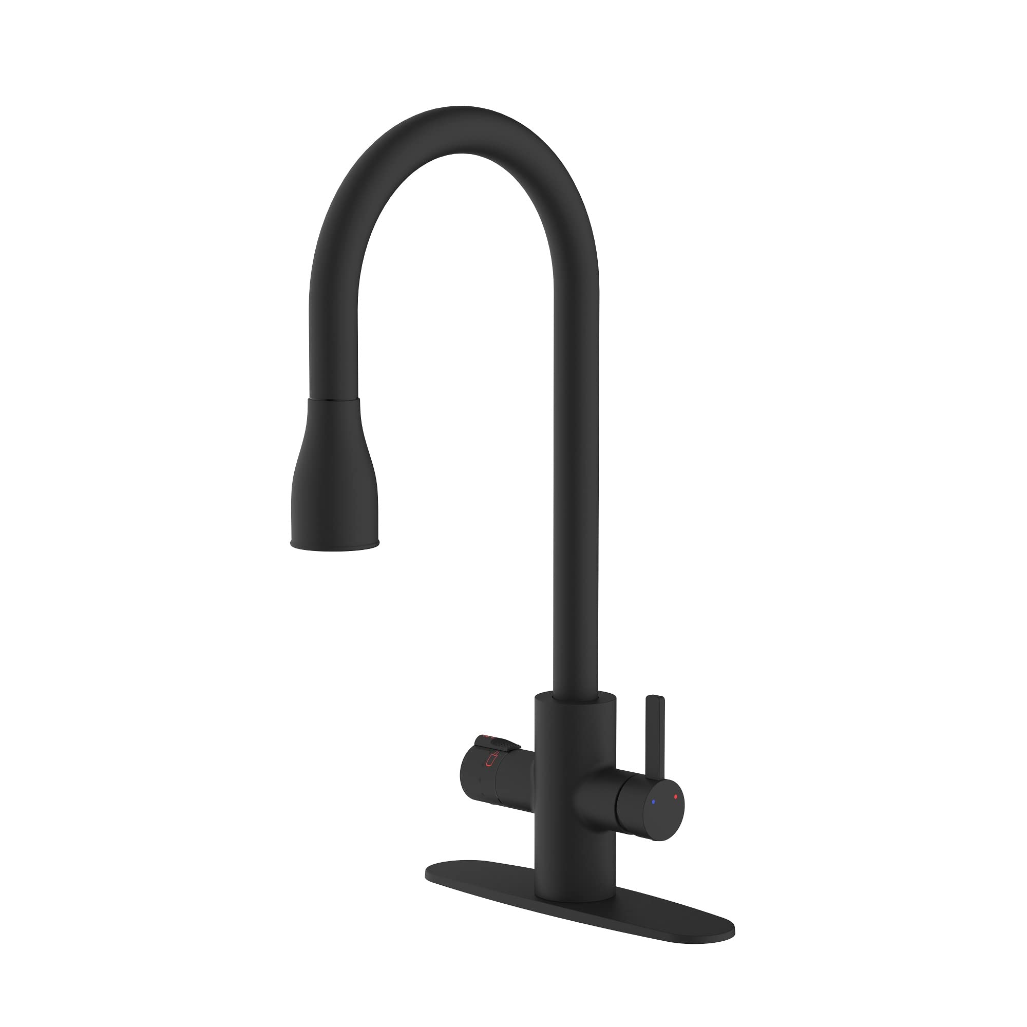 Westbrass KH41AK-62 4-in-1 Kitchen Faucet with Pull-Out Spray Head, Instant Hot Water Tank & Dual Water Filters - Matte Black | Perfect for Modern Kitchens, Water Purification & Convenient Cooking Tasks