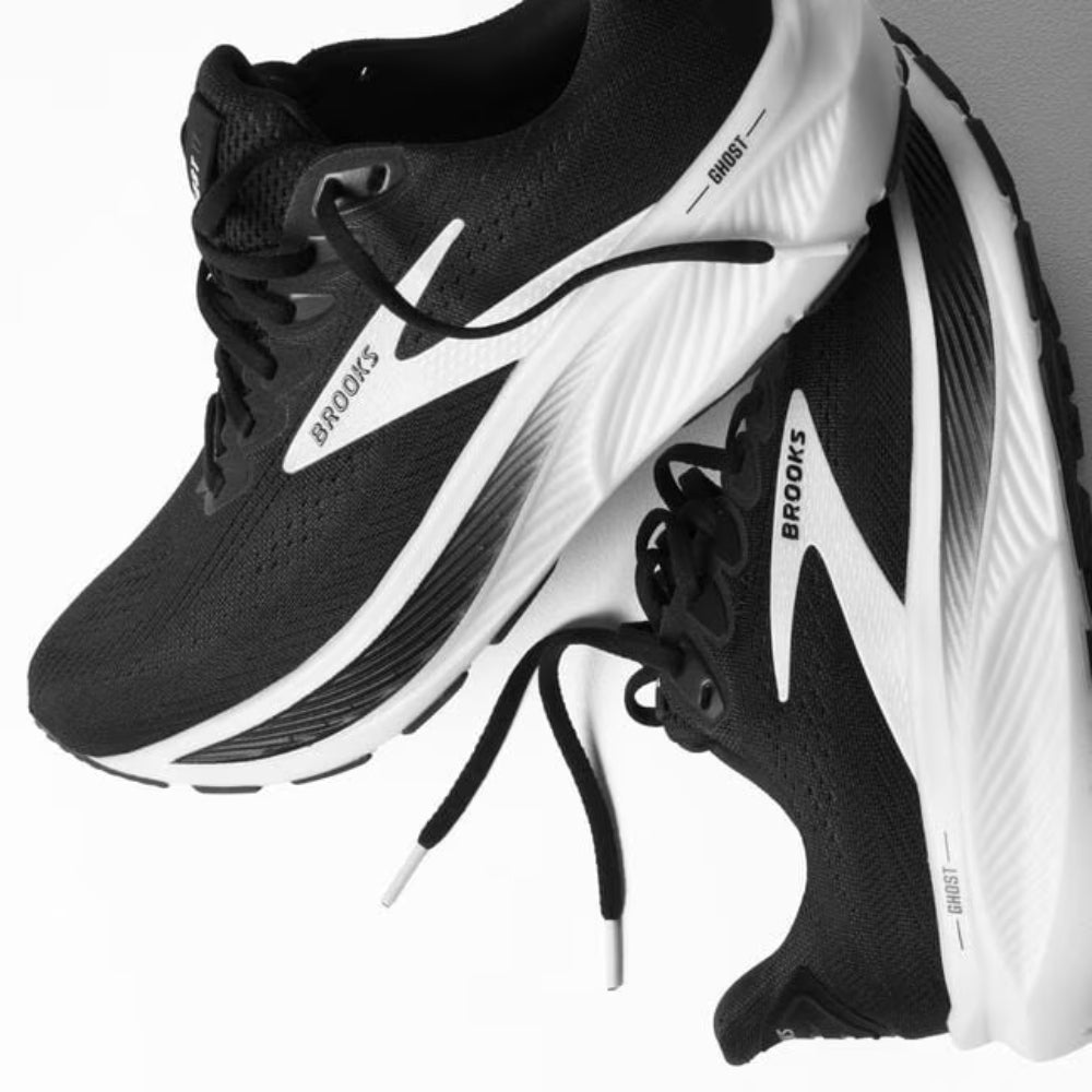 Brooks Men's Ghost 17 Running Shoes - Black/Grey/White | Lightweight Cushioned Sneakers for Jogging, Gym Workouts & Daily Wear