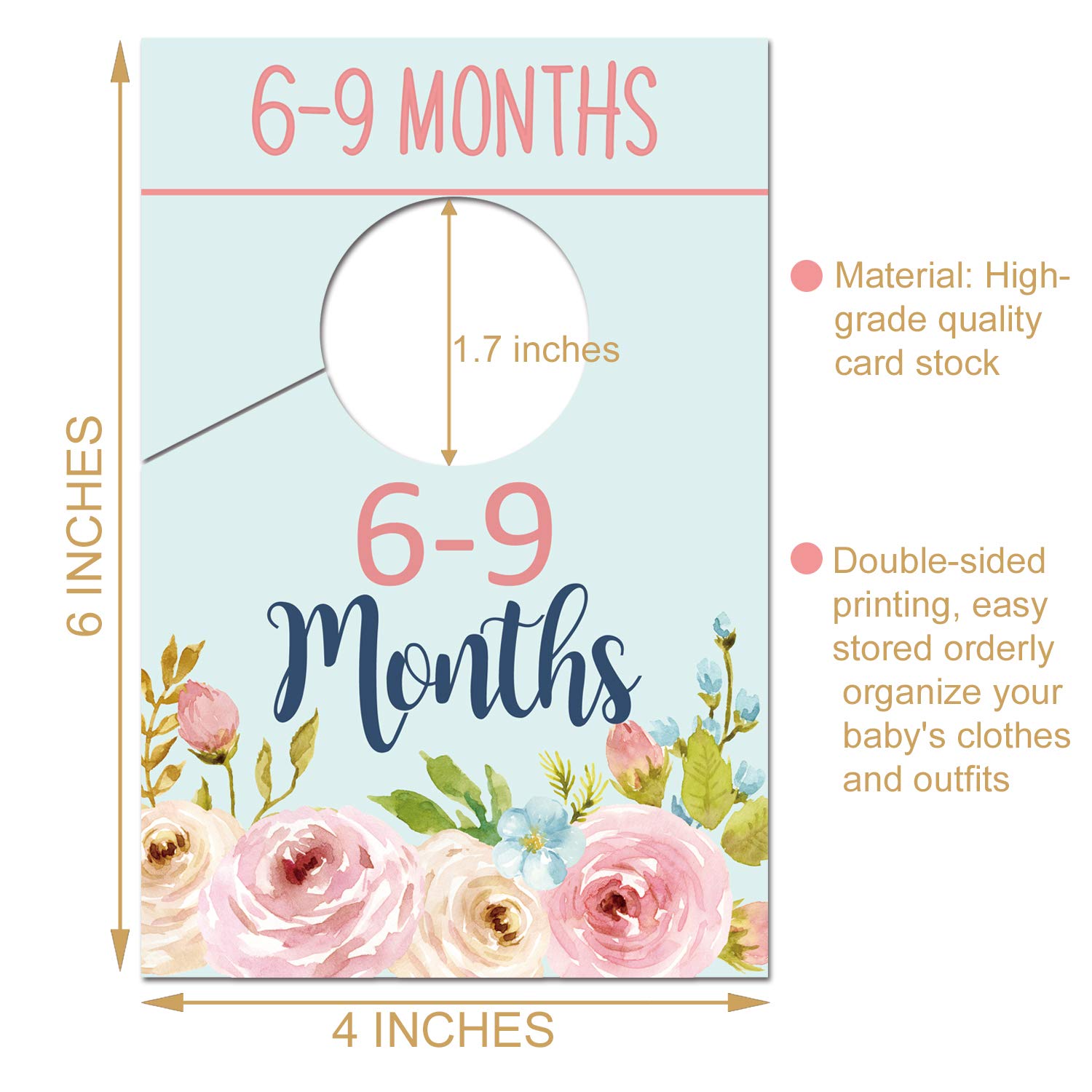 Floral Baby Closet Organizer Dividers - Nursery Wardrobe Size & Age Hangers (0-24 Months) - Perfect for Girls' Clothing Organization & Newborn Shower Gifts - Ideal for Nursery Storage, Baby Shower Presents, and Toddler Wardrobe Management