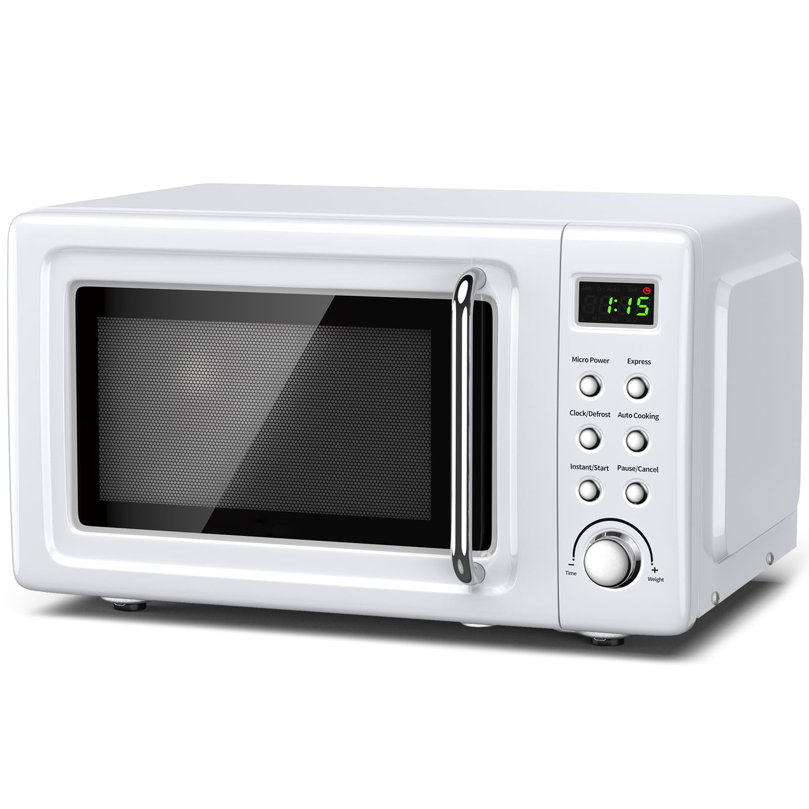 Moccha Compact Retro Microwave Oven - 0.7 Cu.ft 700W Countertop Microwave with 5 Power Levels, Delay Start, LED Display & Child Safety Lock - Perfect for Dorms, Apartments & Small Kitchens (White)