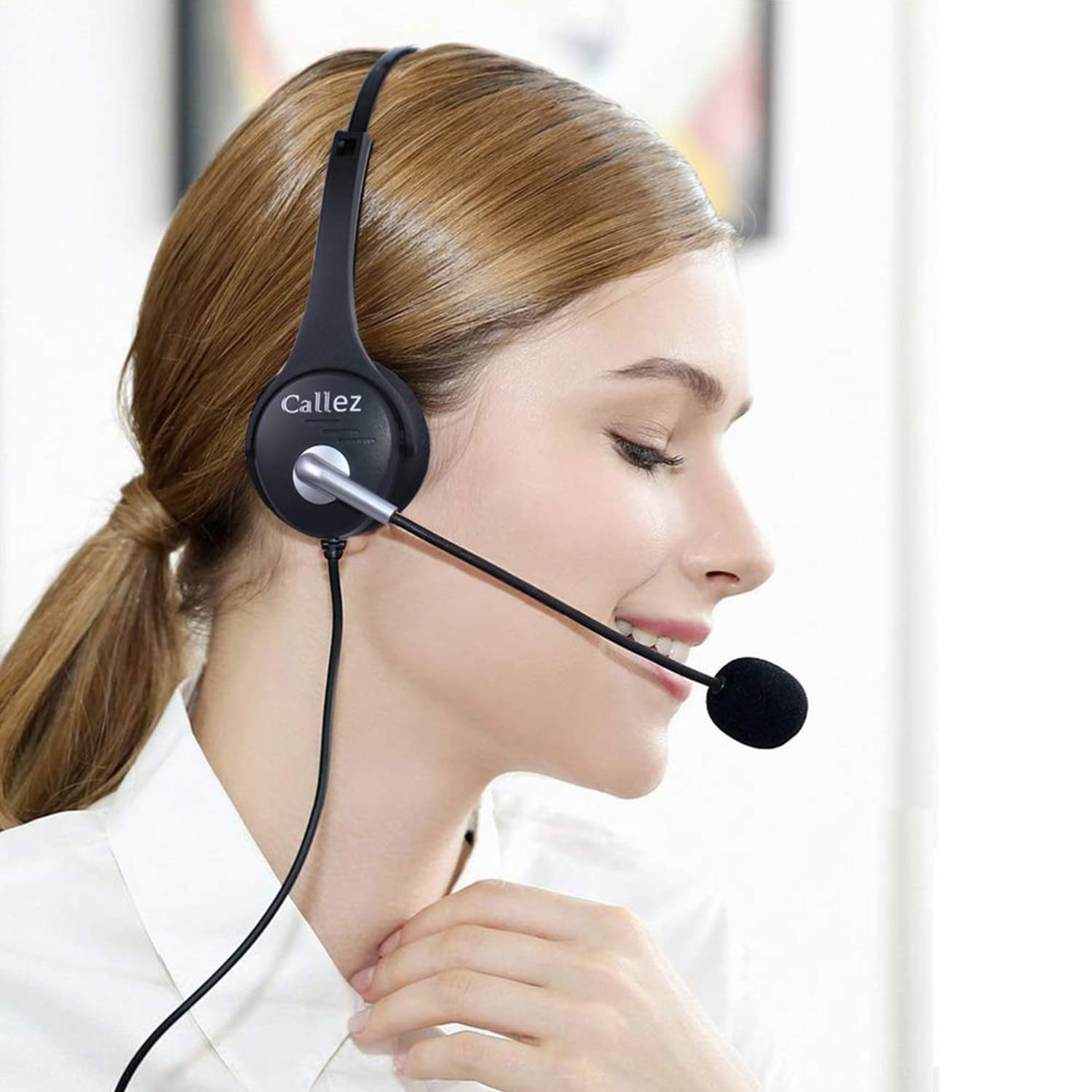 Noise Cancelling RJ9 Phone Headset with Binaural Design - Compatible with Yealink T46S, T42S, T48S, T41S, T27G, T20P, T21P, Avaya 1608, 9608, 9611, Grandstream GXP2170, 2135, Snom - Ideal for Office Calls, Customer Service & Remote Work