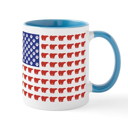 White/Blue Inside - Polar Bear Patriotic Flag Print Mug