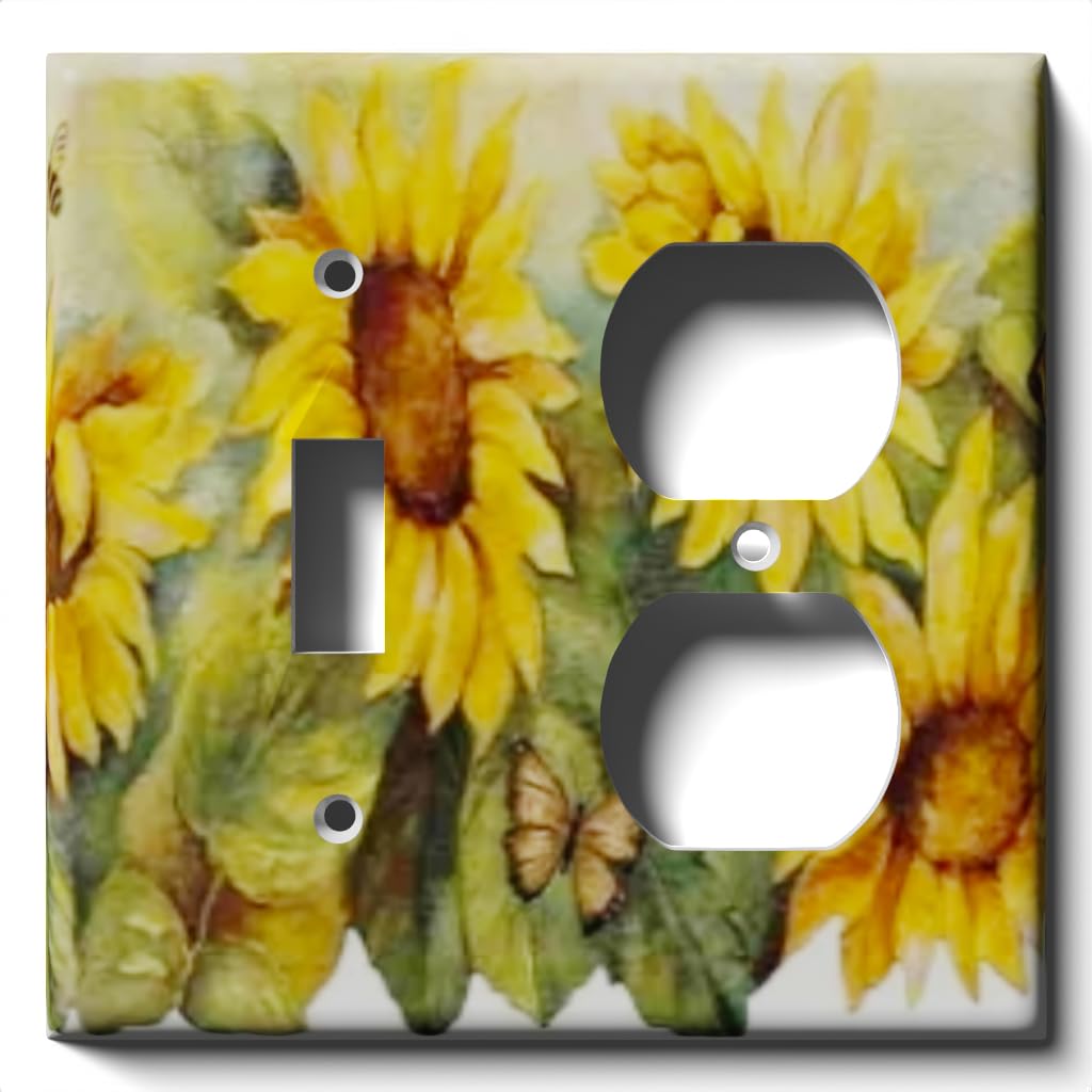 Sunflower Decorative Light Switch and Outlet Cover - Single Toggle & Duplex Receptacle Wall Plate for Home, Bedroom, Living Room, Kitchen Decor