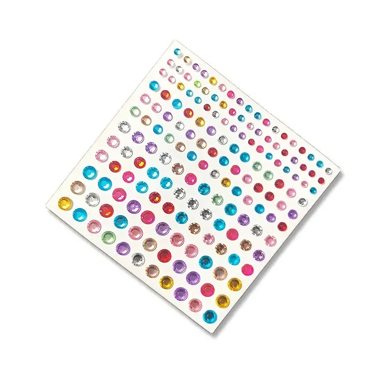 Self-Adhesive Rainbow Rhinestone Stickers for Makeup & Nails - Waterproof Face & Body Gems for DIY Beauty, Costume Jewelry, Festival Outfits, and Party Glam