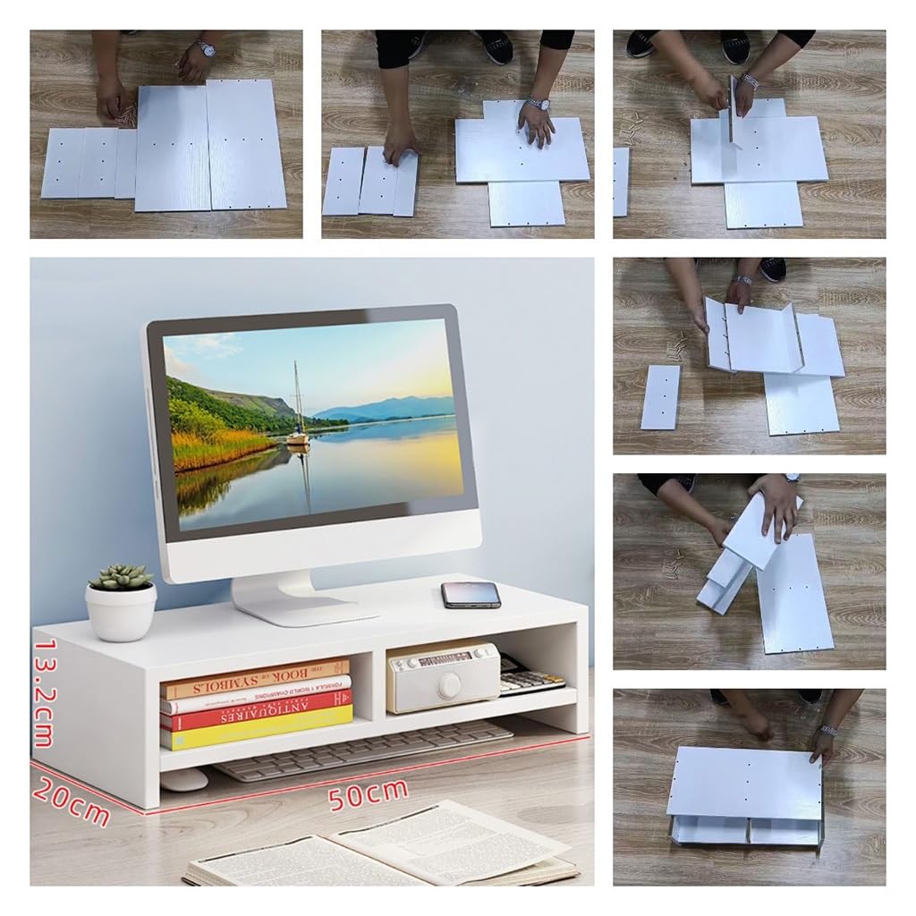 Tyewomiy 3-Tier Monitor Stand for Computer, Laptop & Printer - Black Desktop Organizer with Storage Shelves (75.7x25x27.6cm) - Perfect for Home Office & Workspace Organization