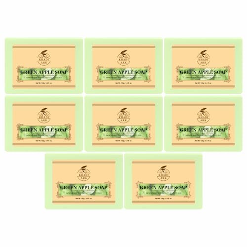 Khadi Ark Herbal Natural Handmade Green Apple Bath Soap - 125g (Pack of 8) | Organic, Chemical-Free Cleansing Bar for Soft Skin | Perfect for Daily Shower, Spa & Gift Sets
