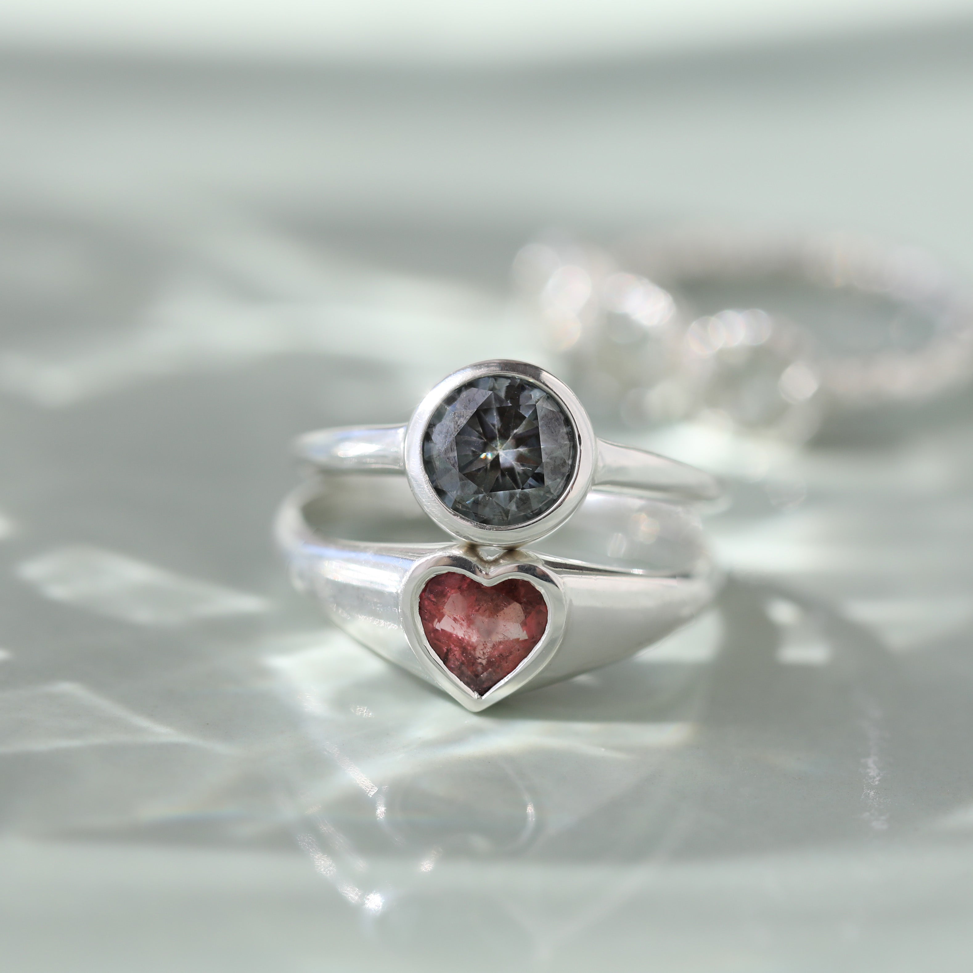 Elegant Tourmaline Heart Signet Ring for Women - Sterling Silver Jewelry Gift for Her - Perfect for Valentine's Day, Anniversary & Special Occasions