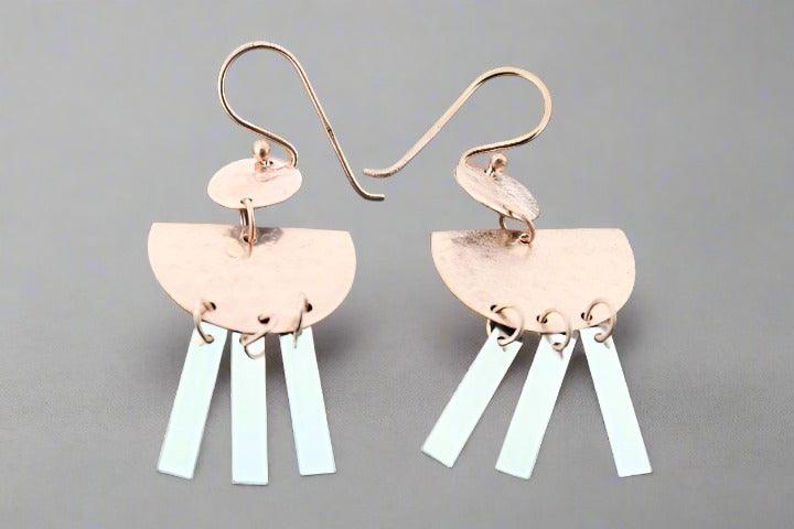 Elegant Atum Chandelier Drop Earrings in Silver & Rose Gold - Perfect for Weddings, Parties, and Evening Events