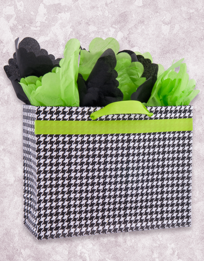 Stylish Black and White Houndstooth Gift Bags - Premium Party Favor Bags for Birthdays, Weddings & Holidays - Elegant Wrapping for Presents & Special Occasions