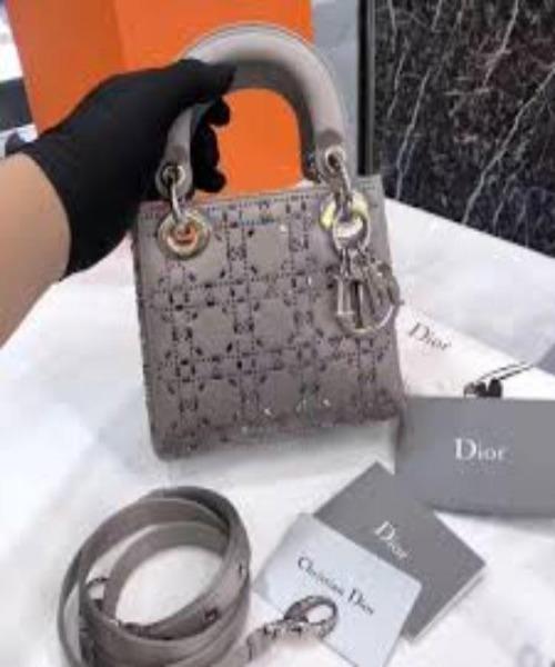 Mini Lady Dior Satin Handbag in Gray - Elegant Evening Clutch for Women's Parties & Special Occasions