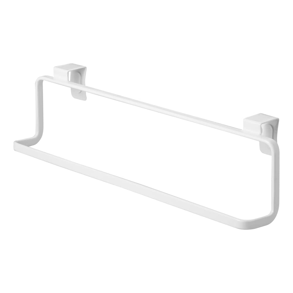 Yamazaki 2746 Wide Kitchen Towel Hanger Tower - Stainless Steel & White Finish | Perfect for Small Spaces, Organizing Dish Towels & Oven Mitts in Modern Kitchens