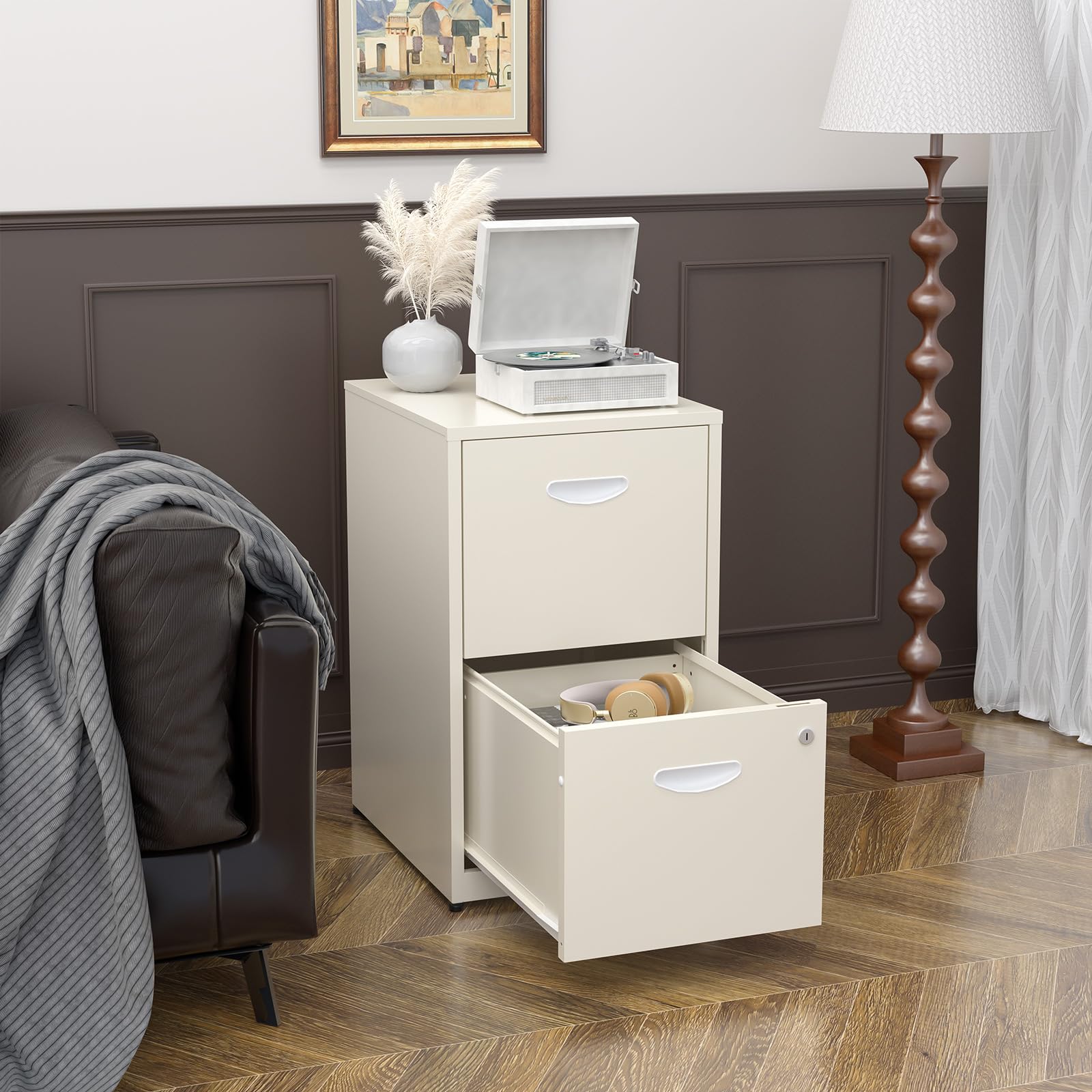 2-Drawer Locking Metal Filing Cabinet for Letter-Size Files - Vertical Under Desk Storage for Home & Office - Secure Document Organization Solution (Assembly Required) | Perfect for Small Spaces, Home Offices & Workstations
