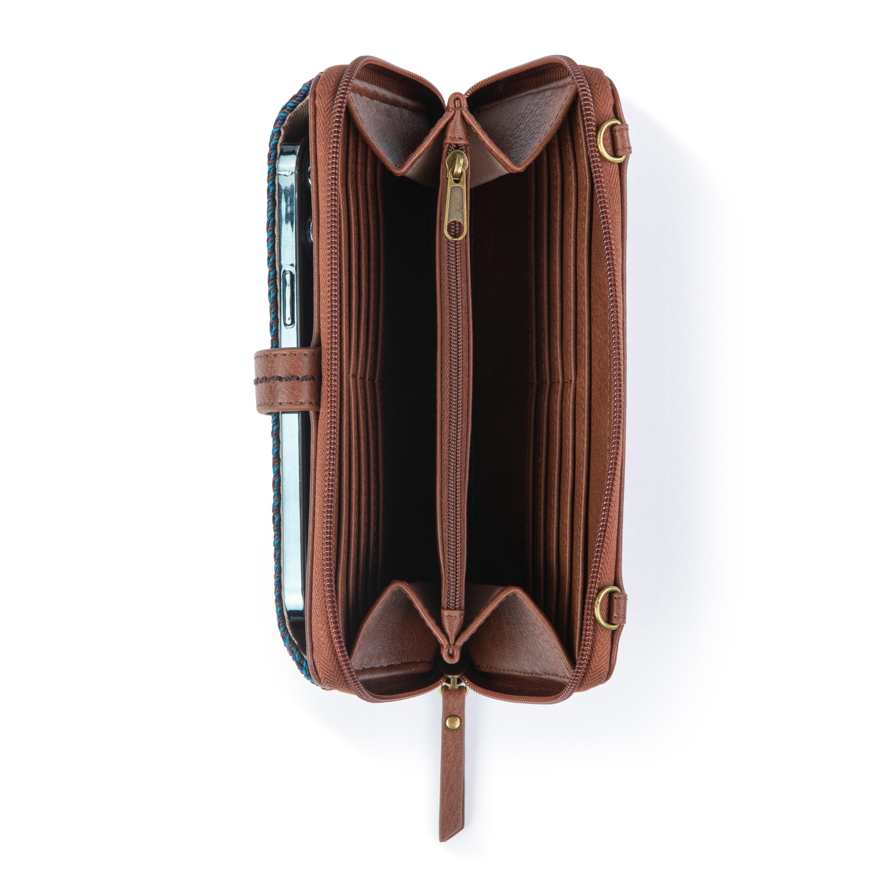 Handmade Crochet Woodland Stripe Smartphone Wallet - Eco-Friendly Phone Pouch for iPhone & Android - Perfect for Daily Use, Travel & Gift Giving