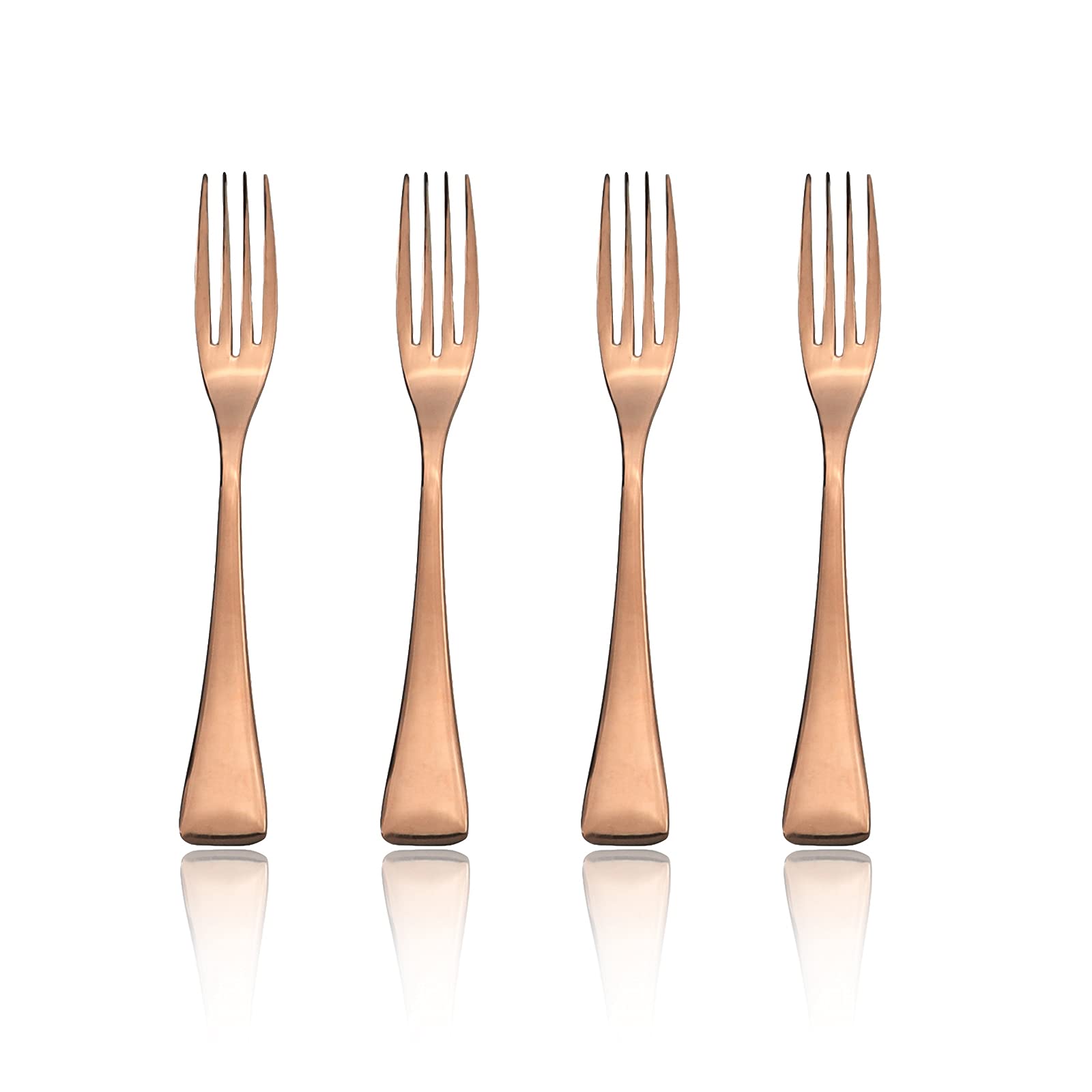 4-Piece Rose Gold Dinner Forks Set, 18/10 Stainless Steel Cutlery - 8.46 Inches Elegant Dessert Forks for Wedding, Party & Fine Dining