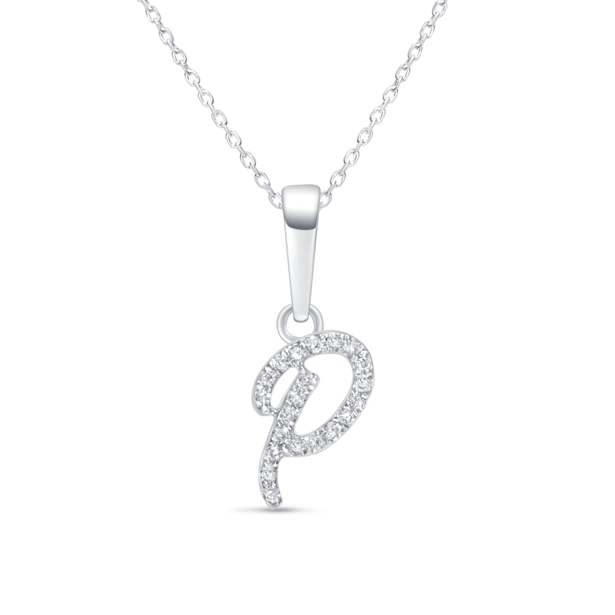 14K White Gold Cursive Diamond Initial Necklace - Personalized Monogram Pendant for Women - Perfect for Birthdays, Anniversaries & Everyday Elegance