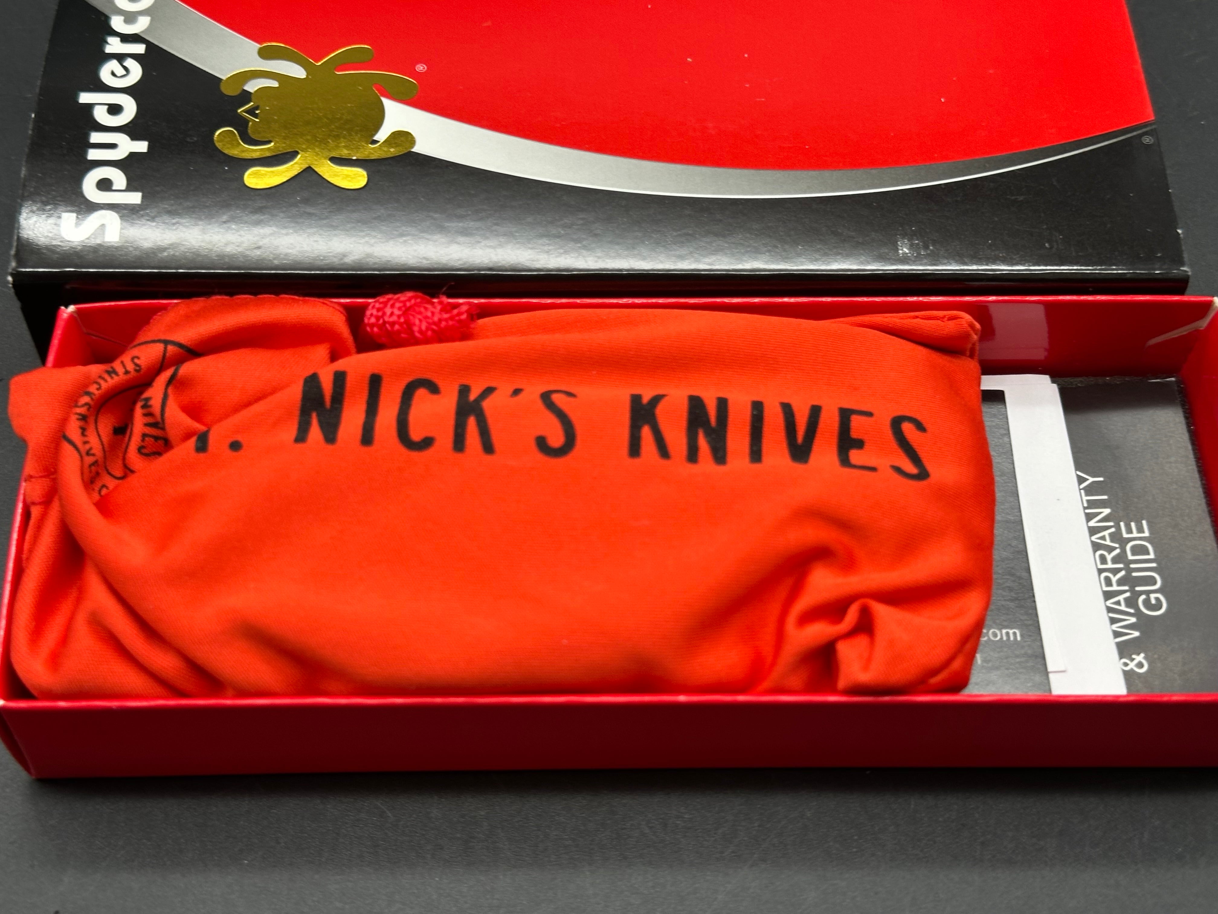 Spyderco Manix 2 Lightweight Folding Knife - St. Nick's Knives Exclusive 4V Black DLC Blade with Red FRN Handle (3.37