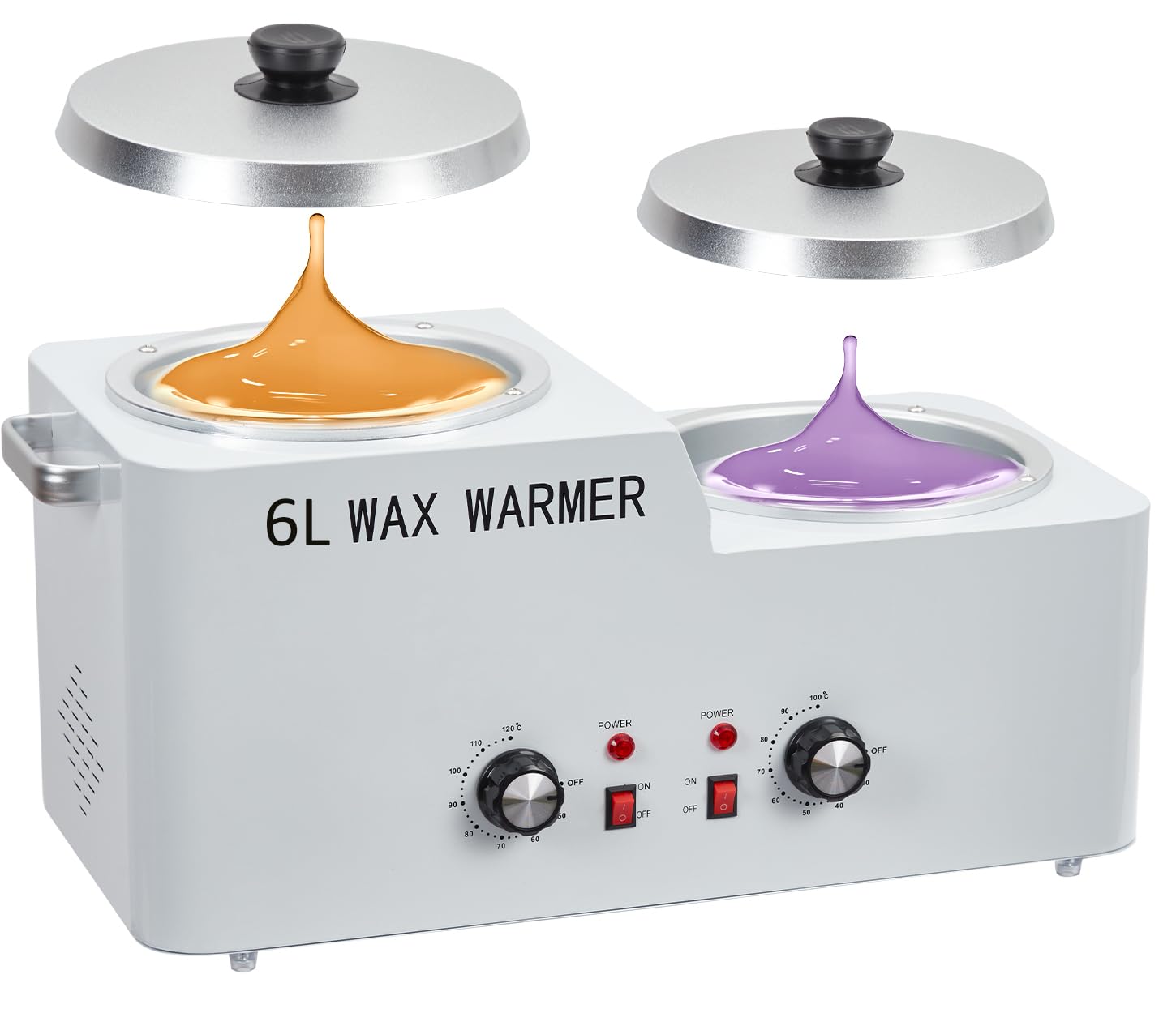 6L Large Professional Wax Warmer for Hair Removal - Fast 15-Min Wax Melting Pot for All Hair Types (Face, Legs, Bikini) - White Double Wax Warmer Kit for Salon & Home Use