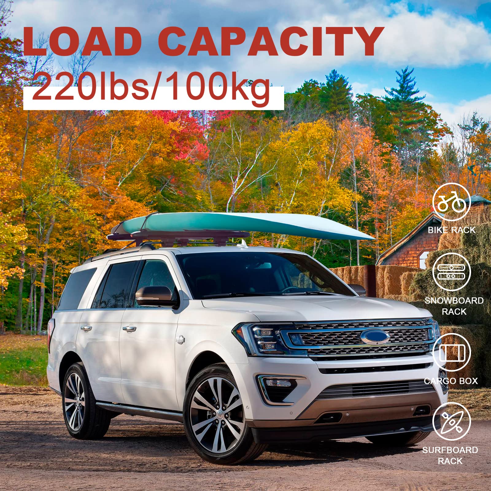 Heavy Duty 220lbs Aluminum Roof Racks Cross Bars for Ford Expedition/Max 2018-2025 & Lincoln Navigator 2018-2024 - Cargo Carrier Luggage Rack for SUV Road Trips & Outdoor Adventures (Excludes 2025 Lincoln Navigator)