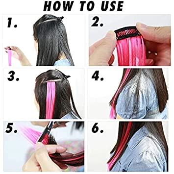 Wizme Colored Hair Streak Extensions for Women & Kids - 2-Pack Clip-in Hair Highlights (Magenta) | Fun Party, Cosplay & Costume Accessories