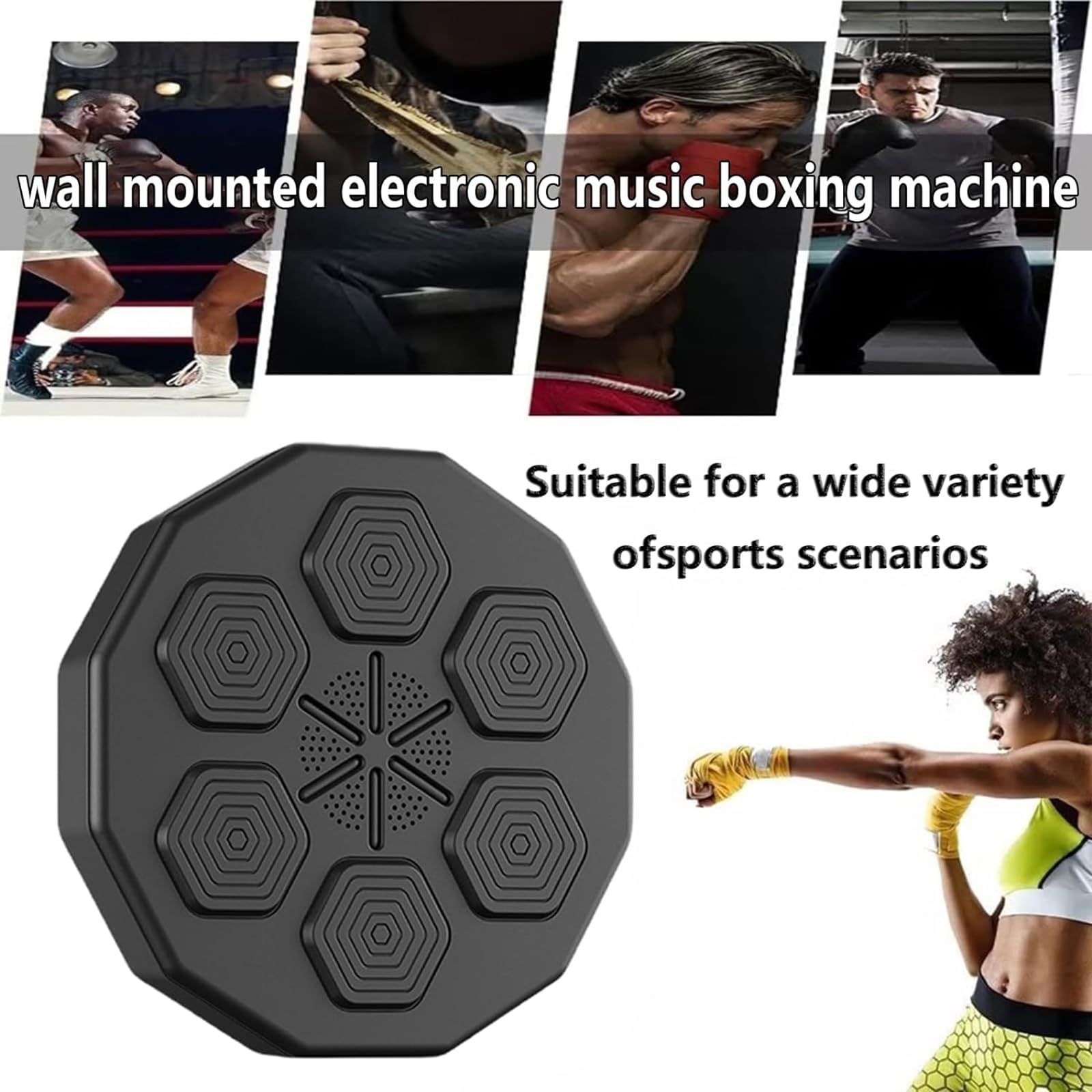 OWNA One Punch Boxing Machine with 4 Professional Boxing Gloves - Smart Music Boxing Trainer Wall Pads for Home Workout - Fitness Equipment for Adults & Kids - Perfect for Stress Relief, Cardio Training & Family Fun