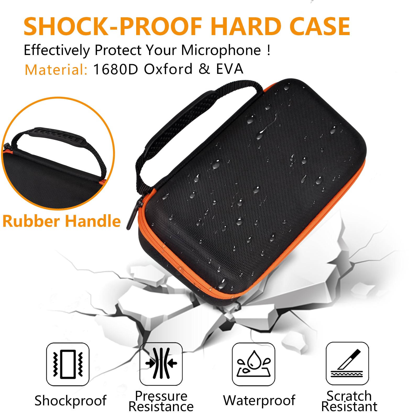 JBL Wireless Microphone Case - Durable Protective Storage for Party Box, Karaoke Singing - Compatible with JBL Wireless 2-Mic System, Receiver, Adapter & AA Batteries (Orange, Box Only) - Perfect for Home Parties, KTV Events & Professional Performances