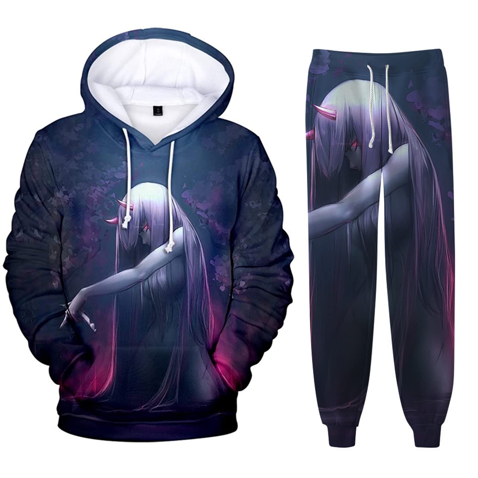 Zero Two Darling in The Franxx 3D Printed Anime Hoodie - Unisex Crewneck Pullover Sweater for Casual Wear & Cosplay | Perfect for Anime Fans, Gift Giving & Conventions