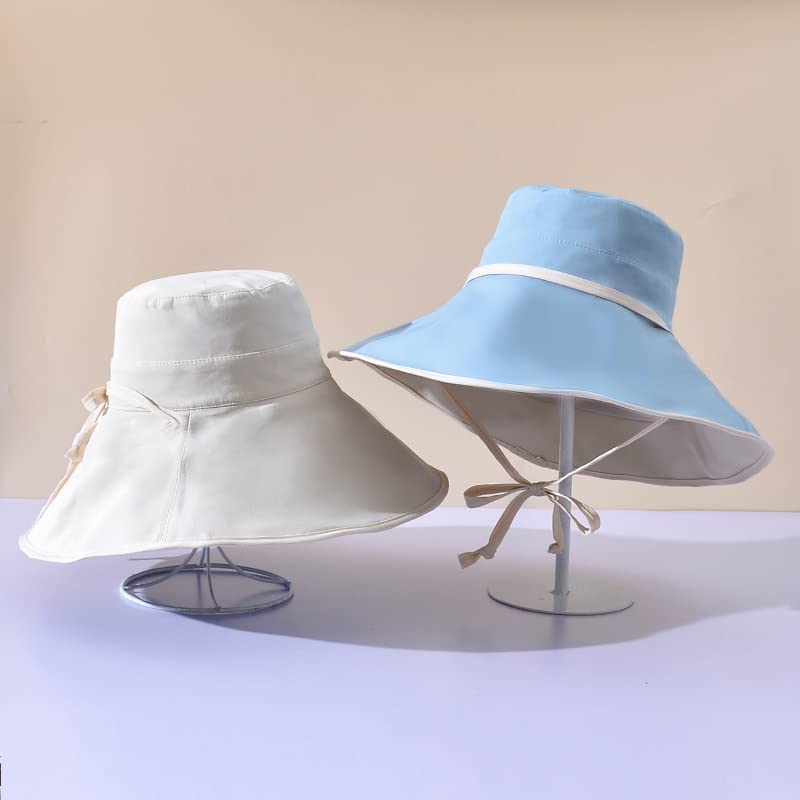 ZFLL Women's Sun Hat - Wide Brim UV Protection Summer Beach Hat for Ladies (56-58cm, Blue) | Perfect for Outdoor Activities, Travel & Vacation