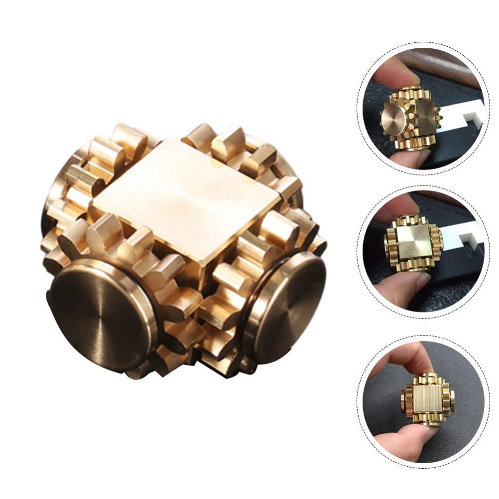 Balacoo Brass Fingertip Gyro Toy - Mini Stress Relief Cube for Kids & Adults, Pocket-Sized Decompression Spinner for Office, Travel & Anxiety Relief